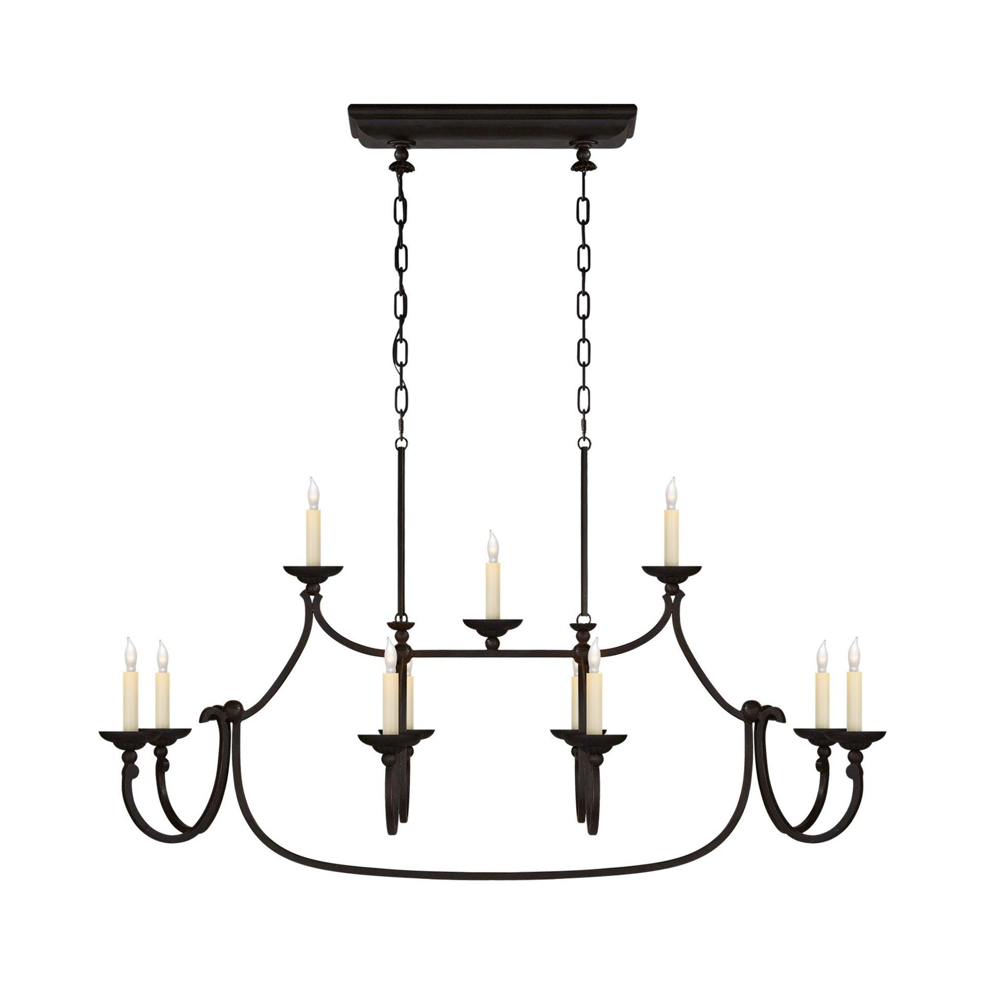Aged Iron 11-Light Candle Chandelier