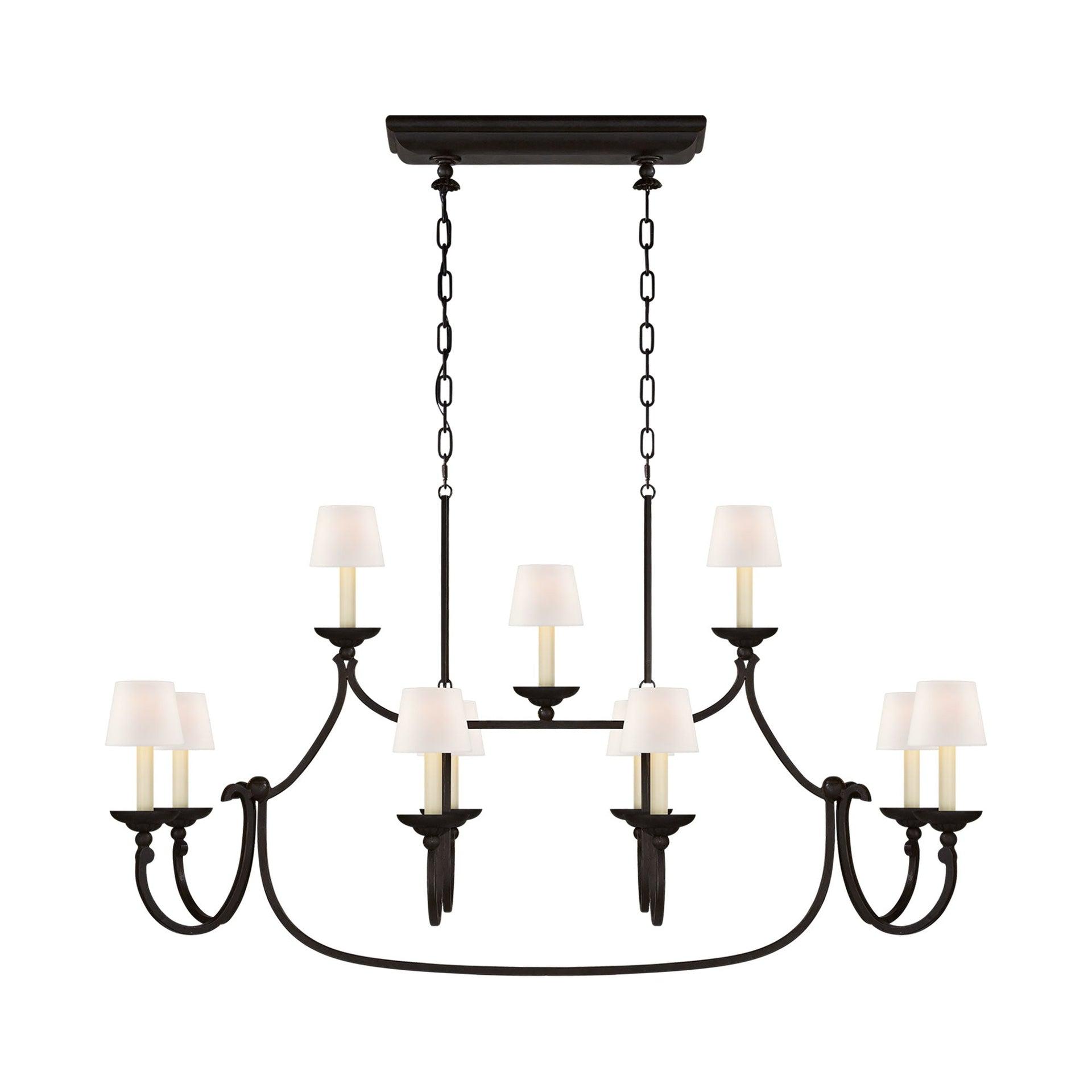 Aged Iron 11-Light Crystal Candle Chandelier