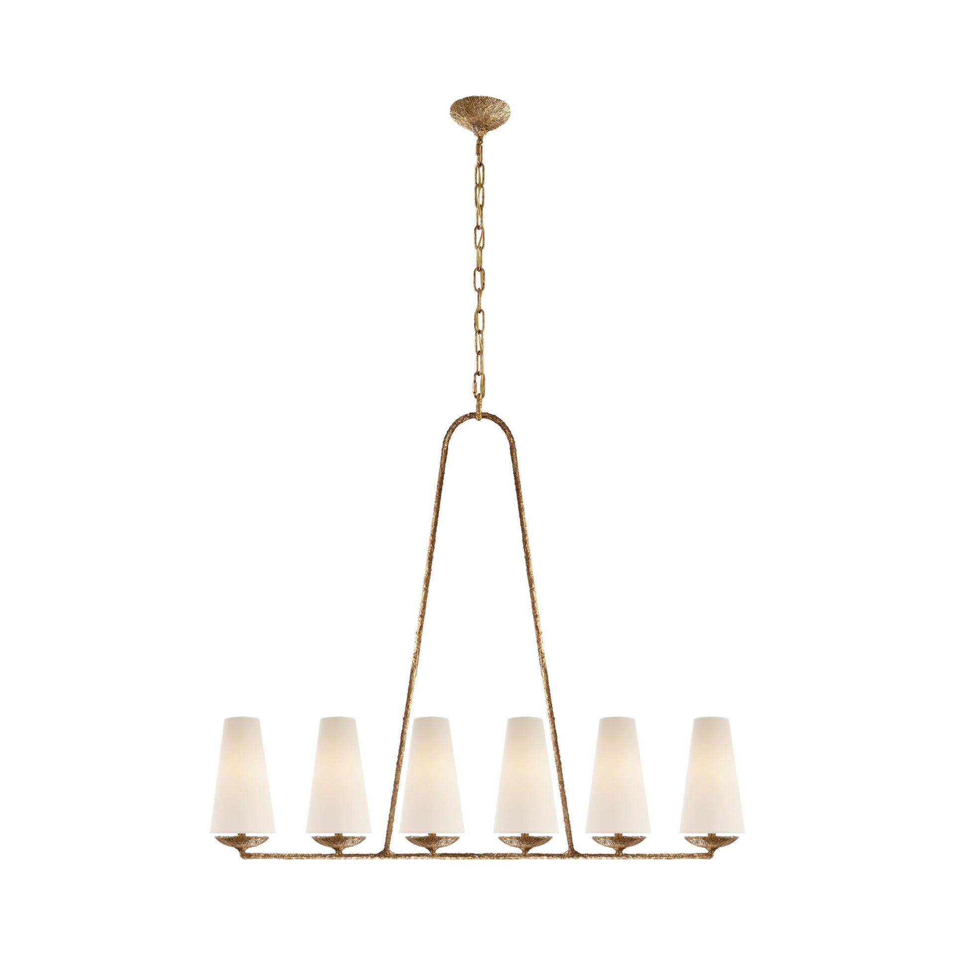 Fontaine Gilded 39" Linear Chandelier with Candle Ambiance