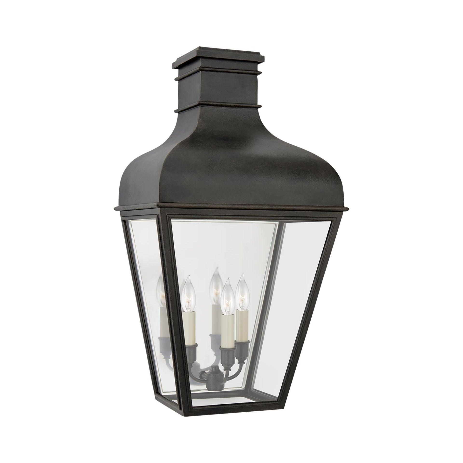 Elegant Black Iron Lantern Wall Light with Dimmable Feature