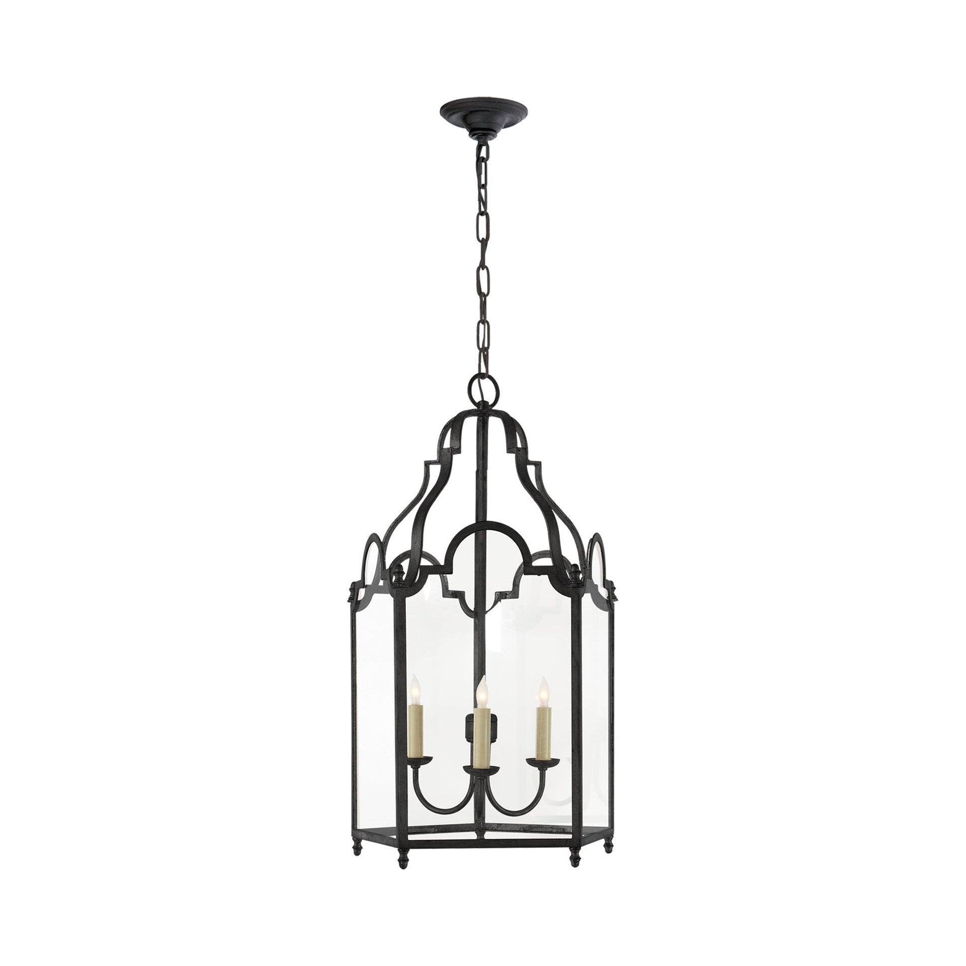 Blackened Rust 30.5" Glass and Metal 3-Light Chandelier