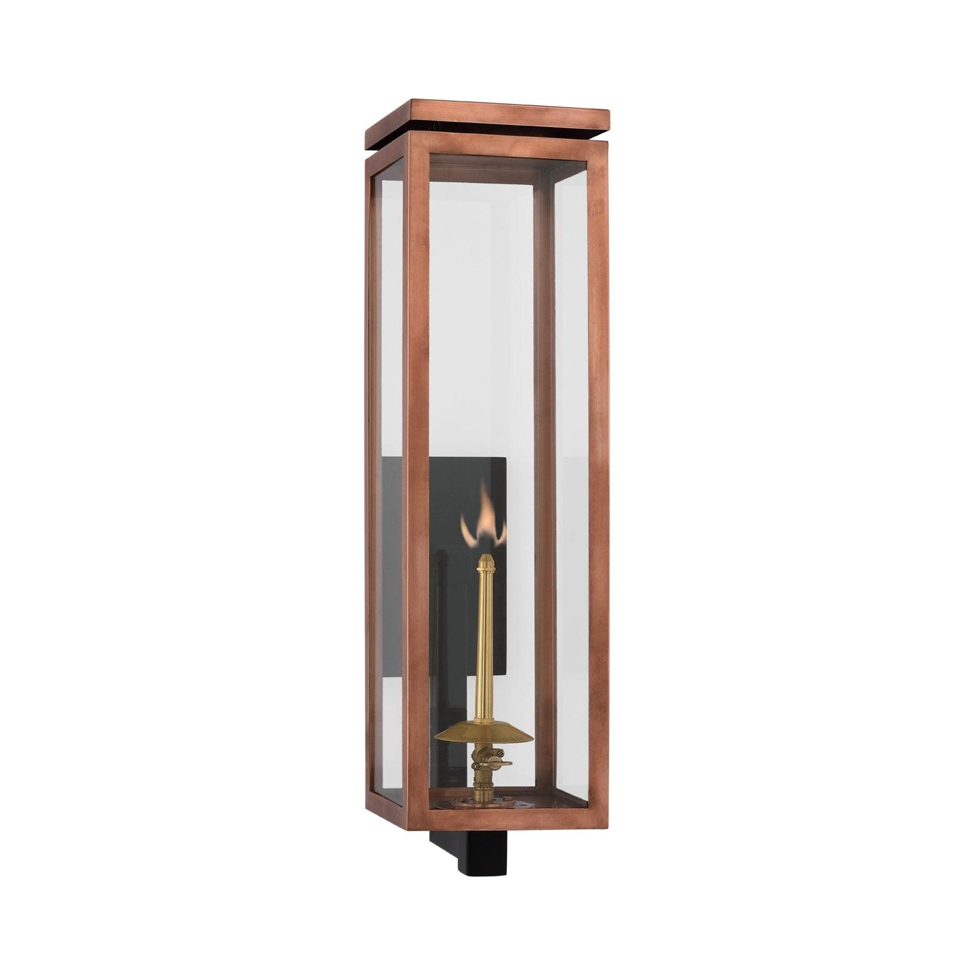 Tall Copper and Glass Outdoor Gas Lantern