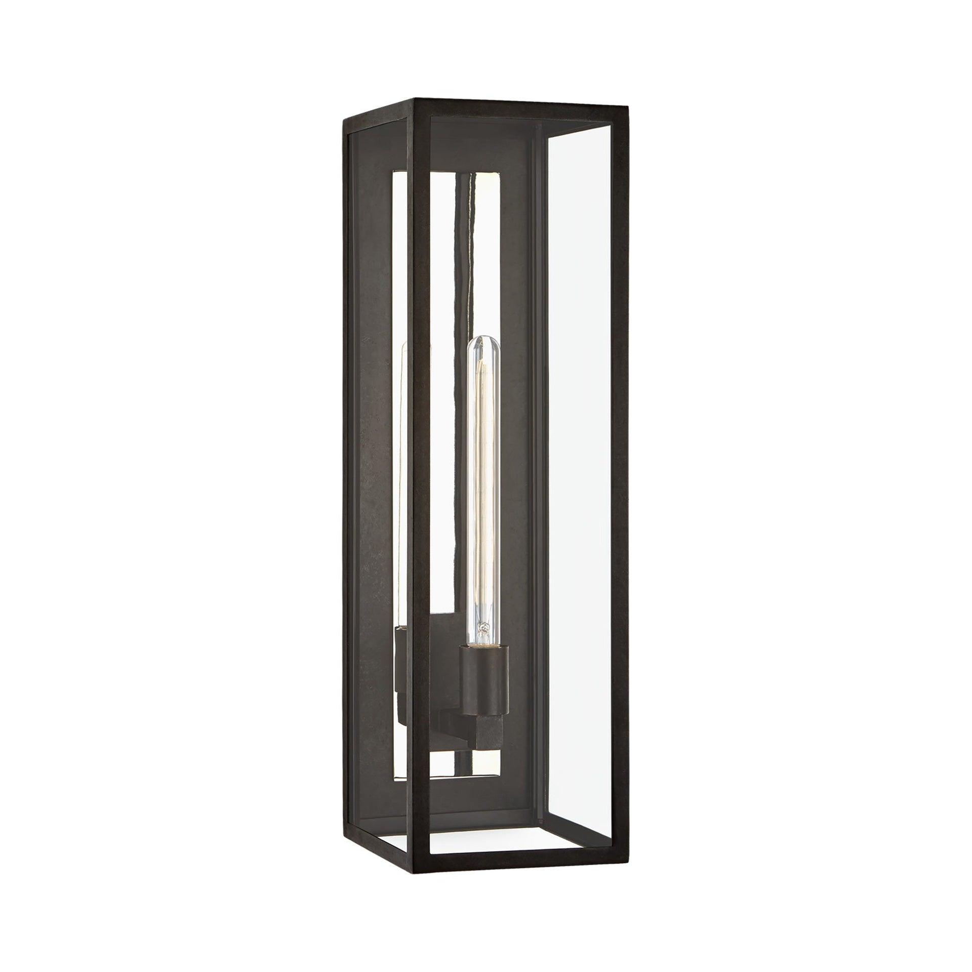26" Black Iron Dimmable Lantern Wall Sconce