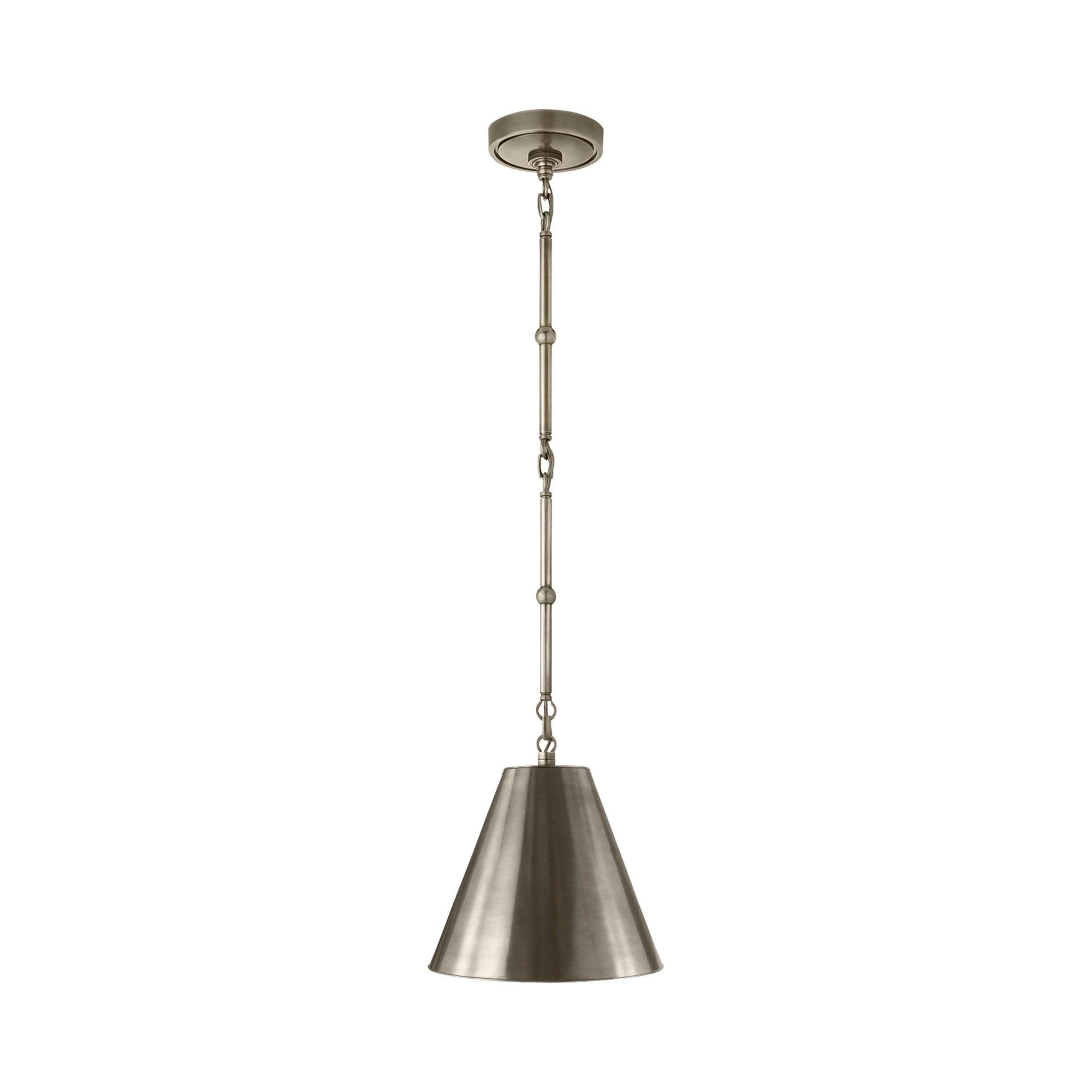 Elegant 12" Antique Nickel Crystal Pendant Light with LED Option