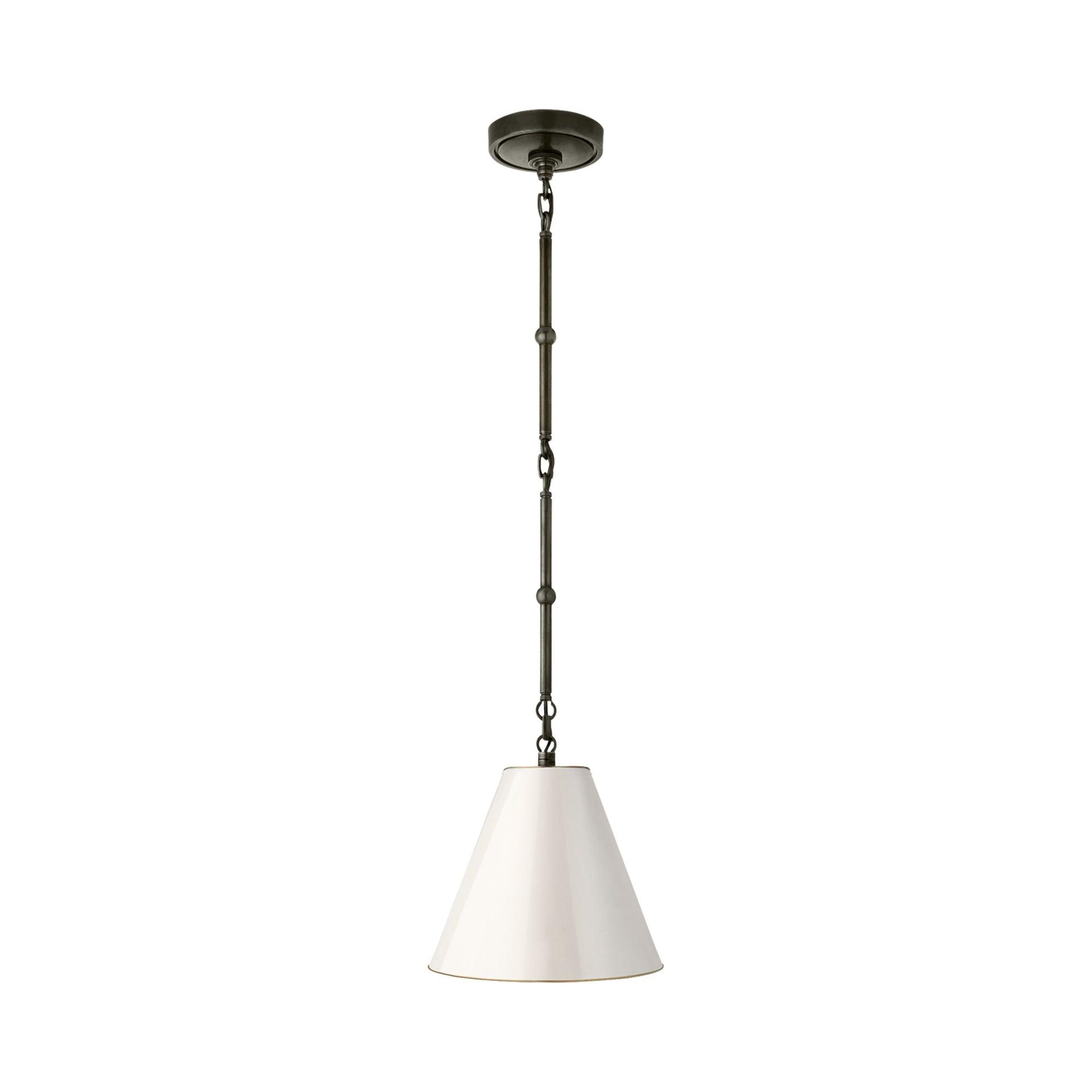 Bronze and Antique White 10" Pendant Light with Cone Shade