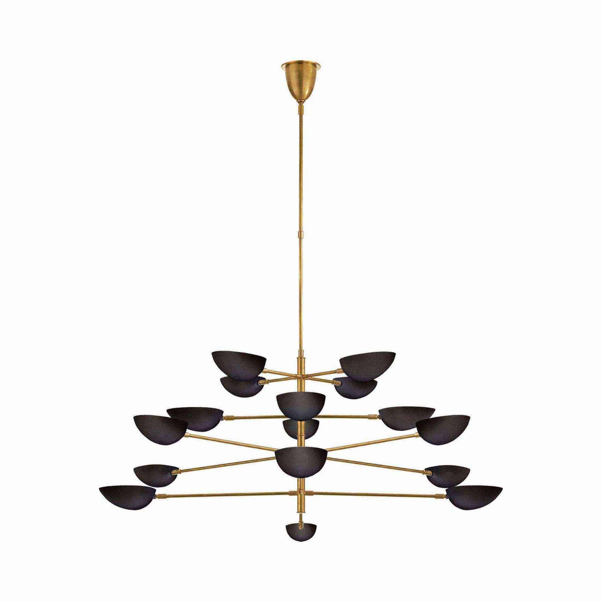 Black and Gold Four-Tier Mid-Century Modern Chandelier