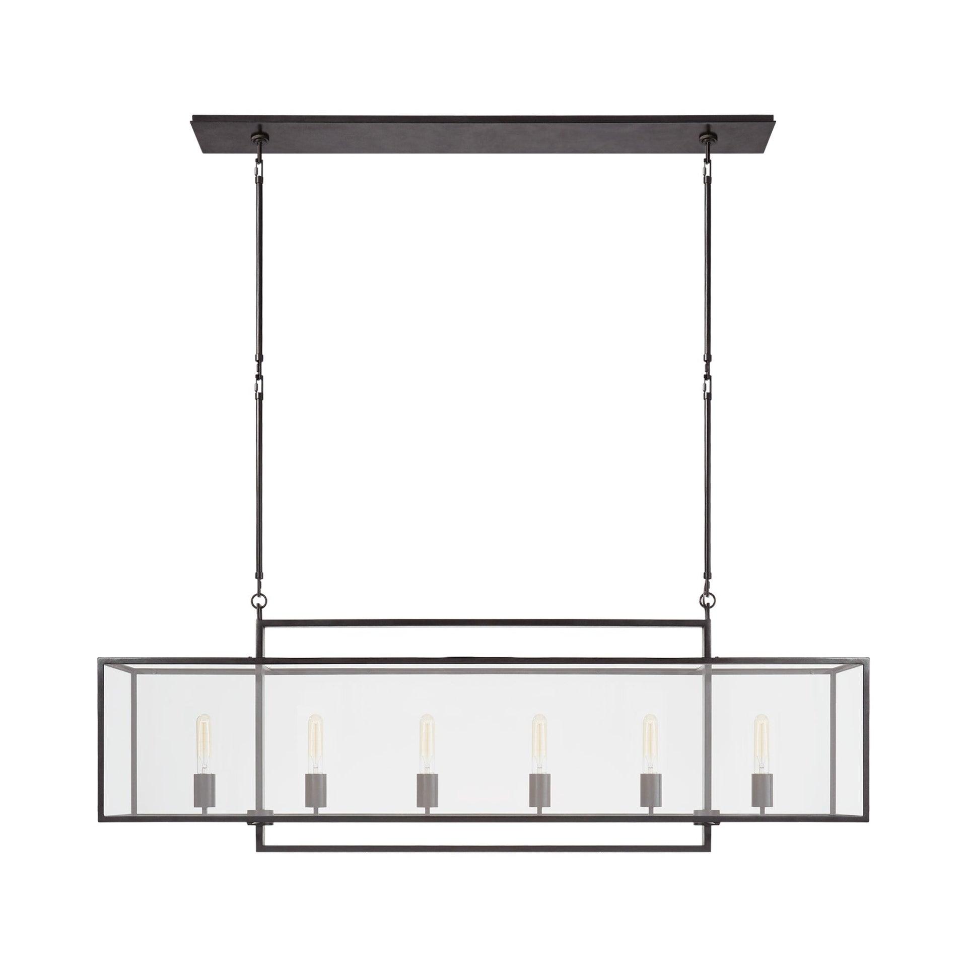 Halle 56'' Aged Iron and Nickel Glass Linear Chandelier