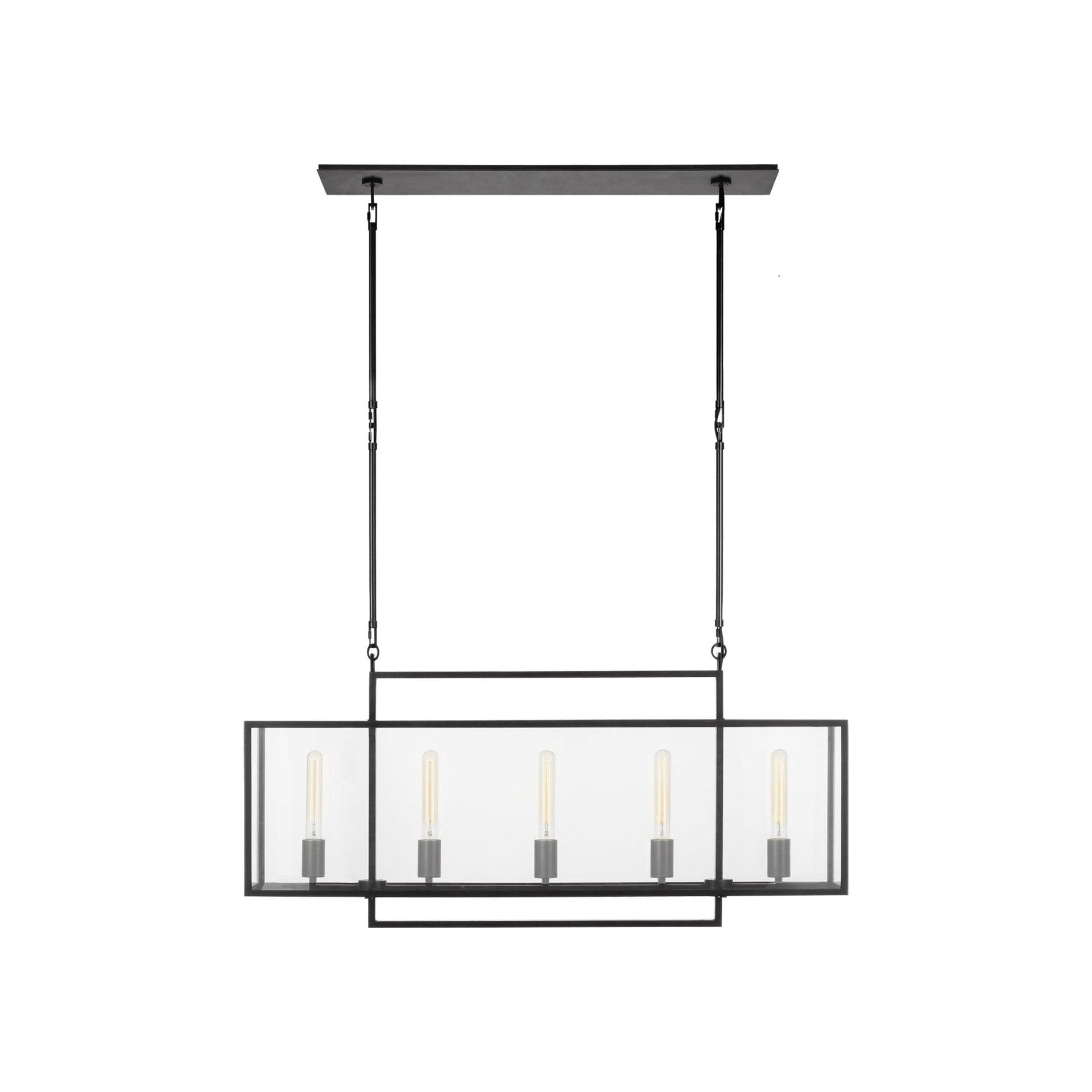 Halle Black Aged Iron LED Glass Linear Chandelier