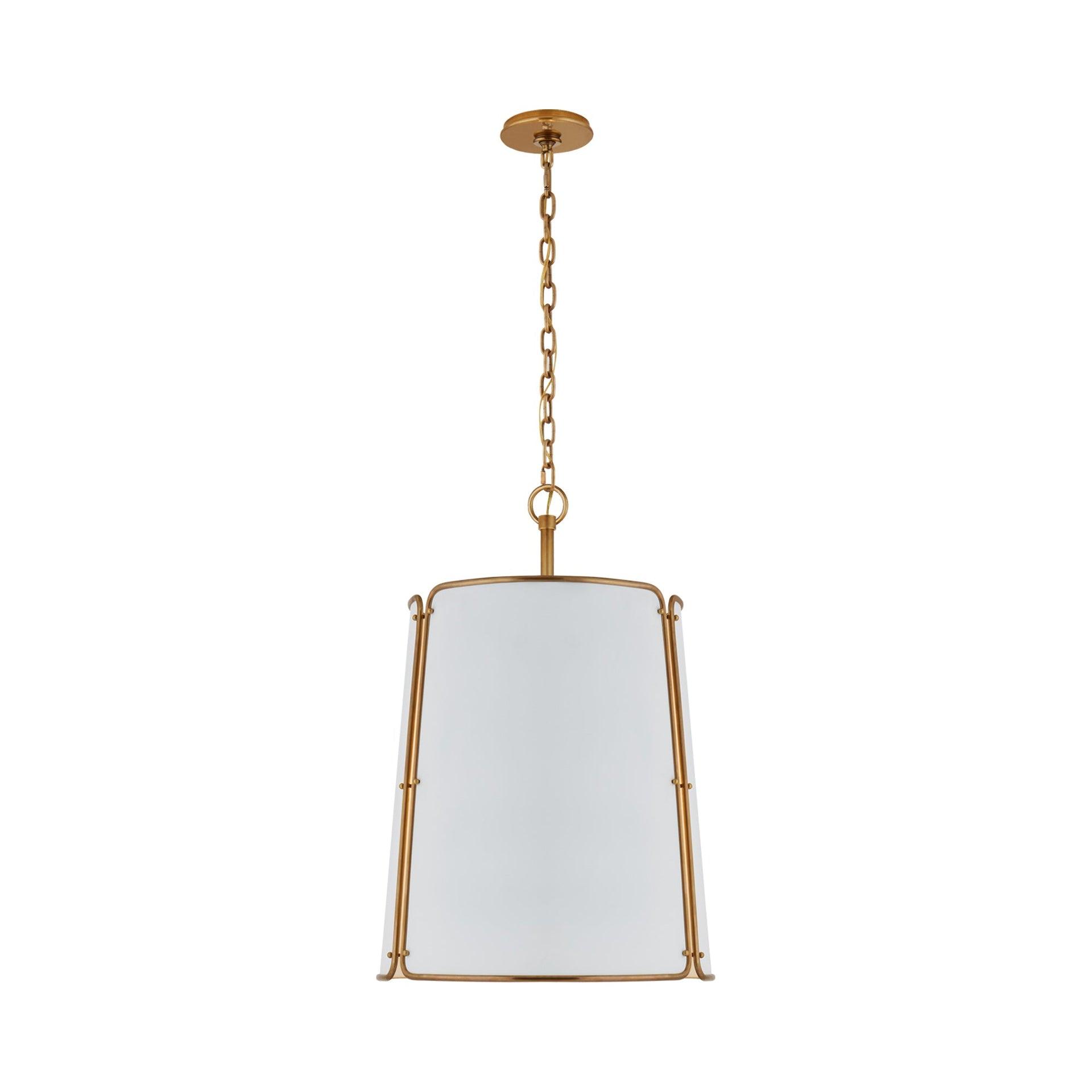 Hastings 36.5" Hand-Rubbed Antique Brass Drum Pendant with White Shade
