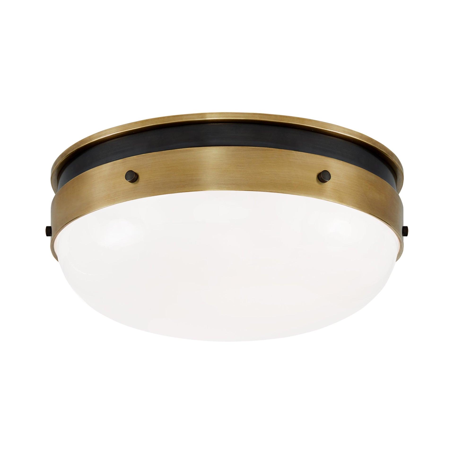 Bronze and Antique Brass 13'' Globe Flush Mount Light