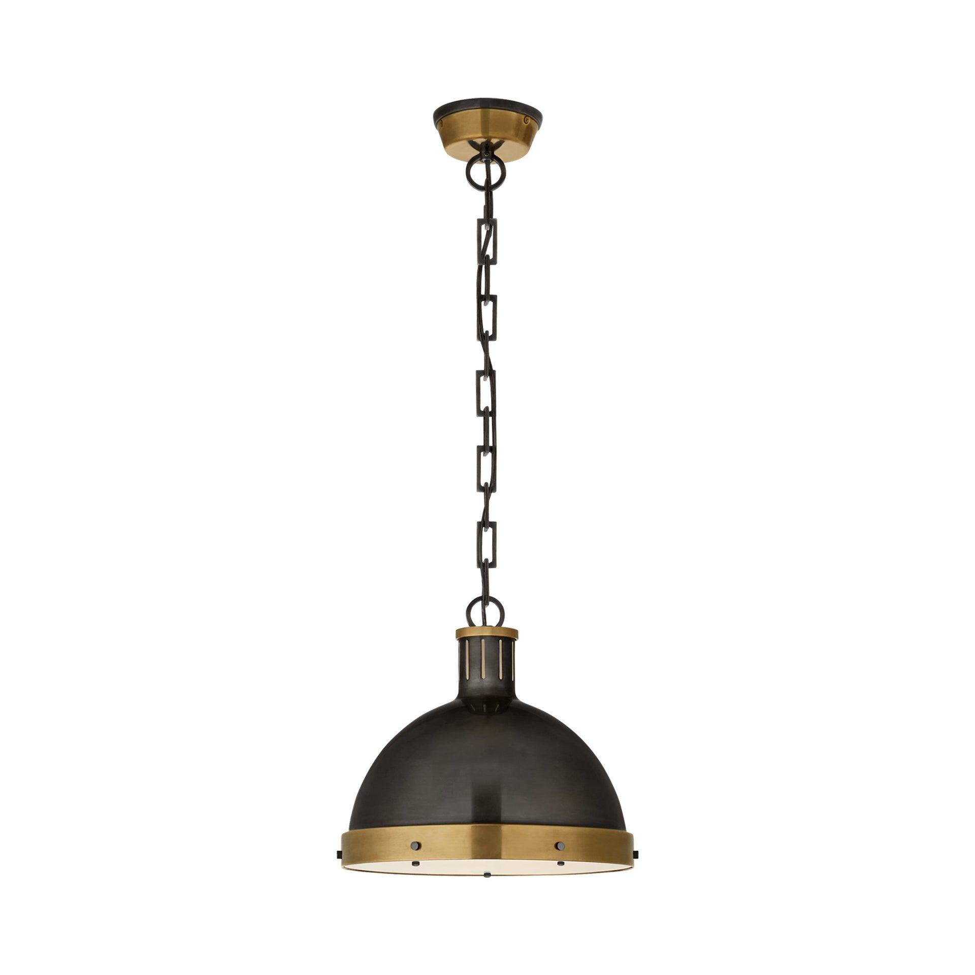 Hicks Large Globe Pendant Light in Bronze & Antique Brass