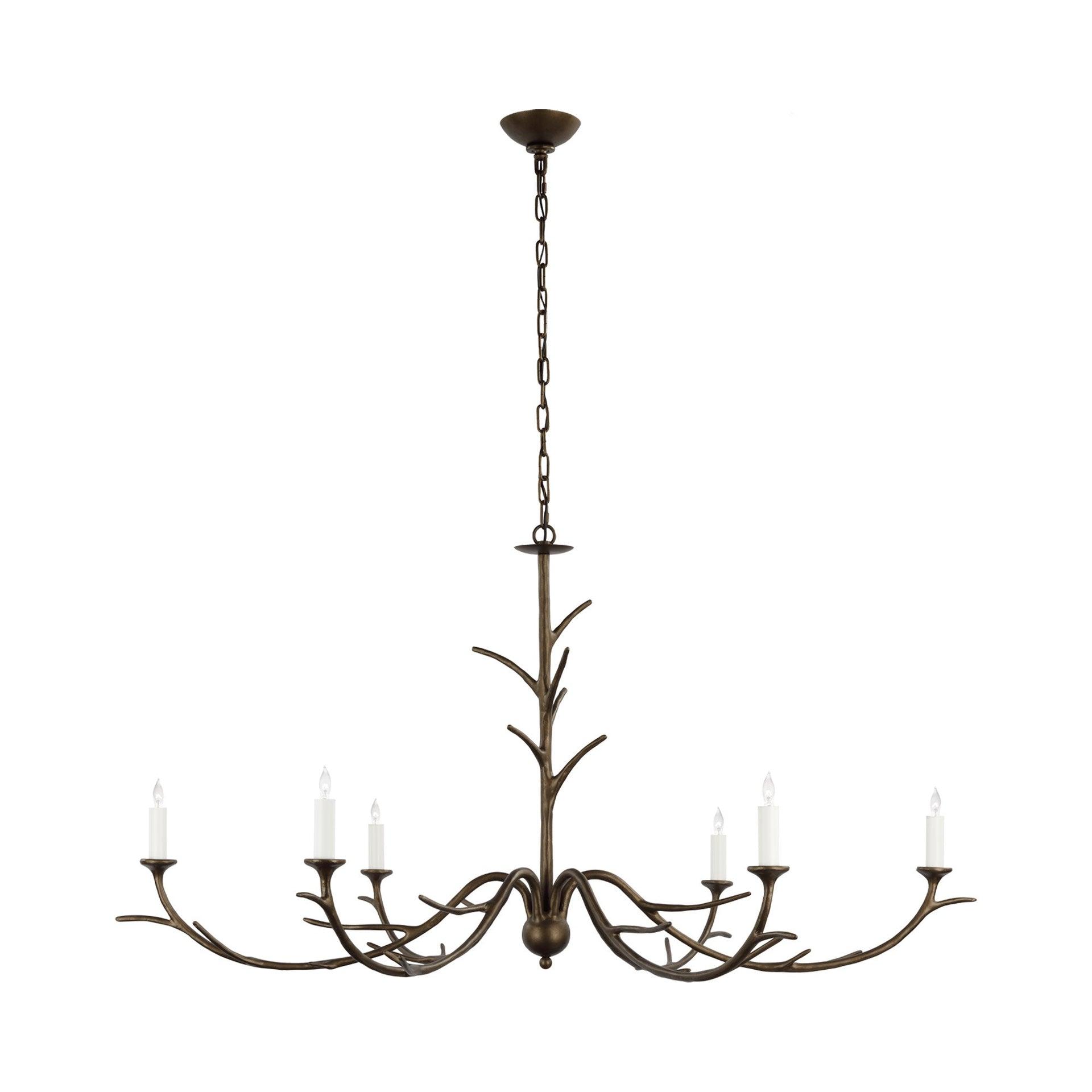 Iberia Antique Bronze Leaf Crystal 30" Plug-in Chandelier