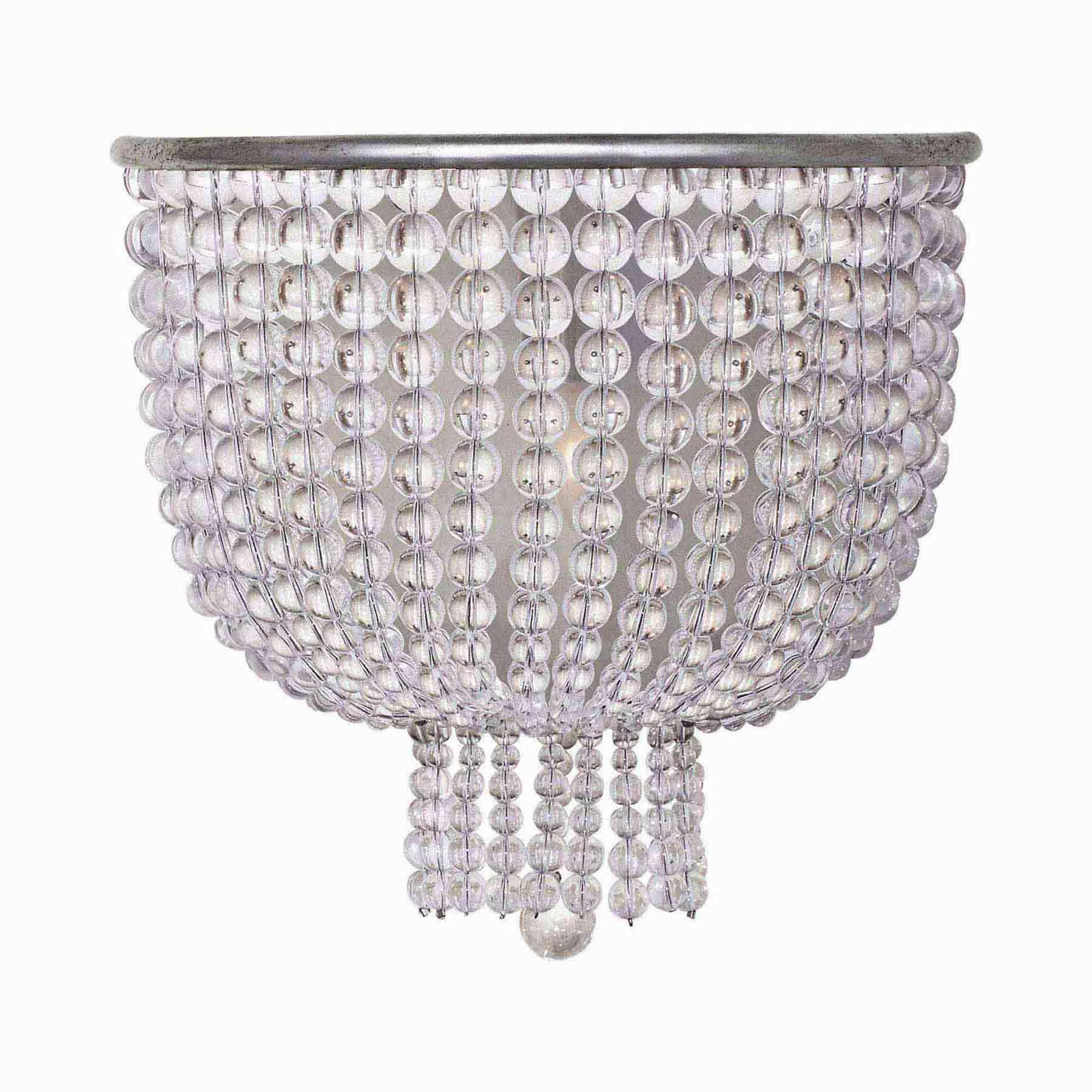 Jacqueline Waterfall Glass Bead 10'' Burnished Silver Sconce