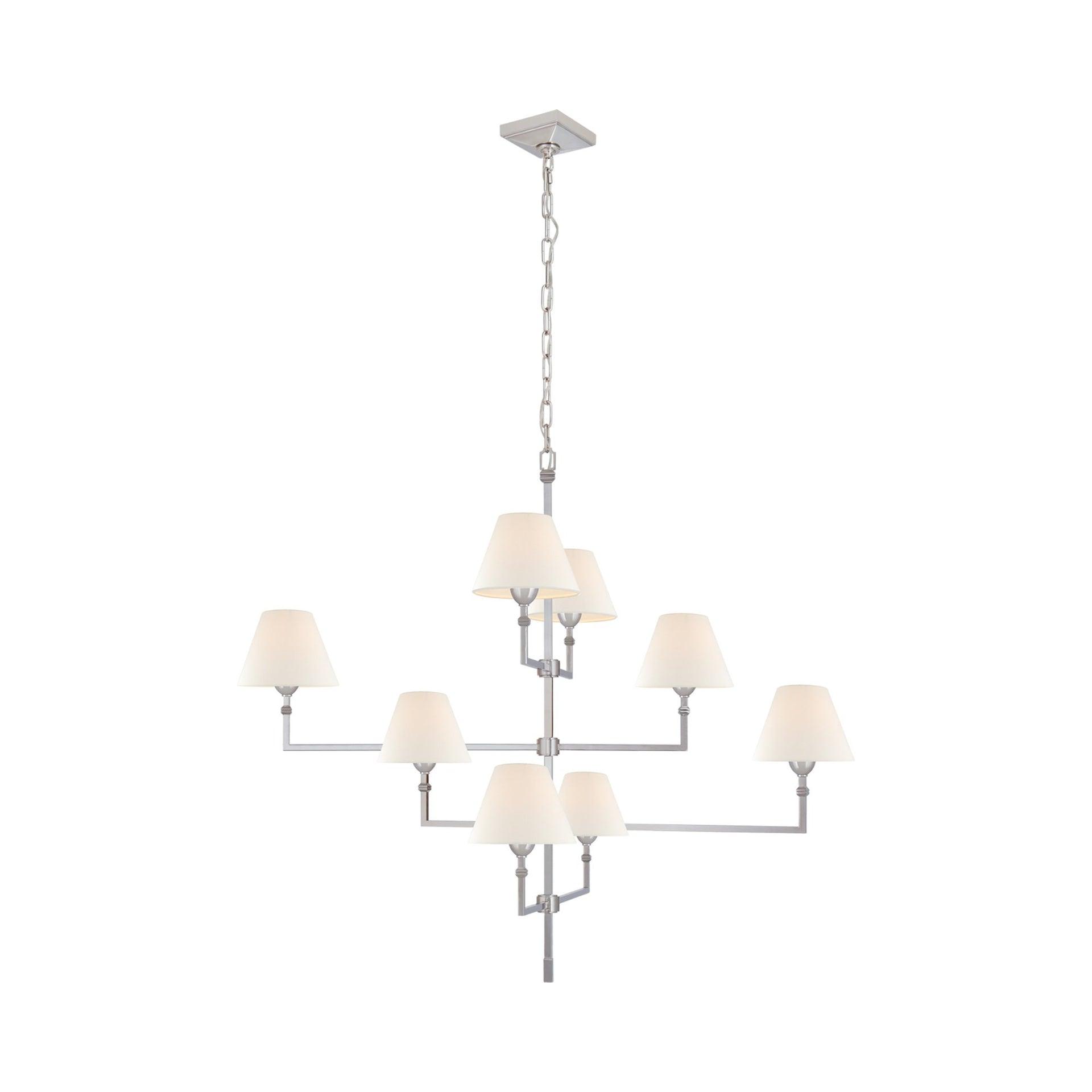 Polished Nickel Crystal Candle 8-Light Chandelier