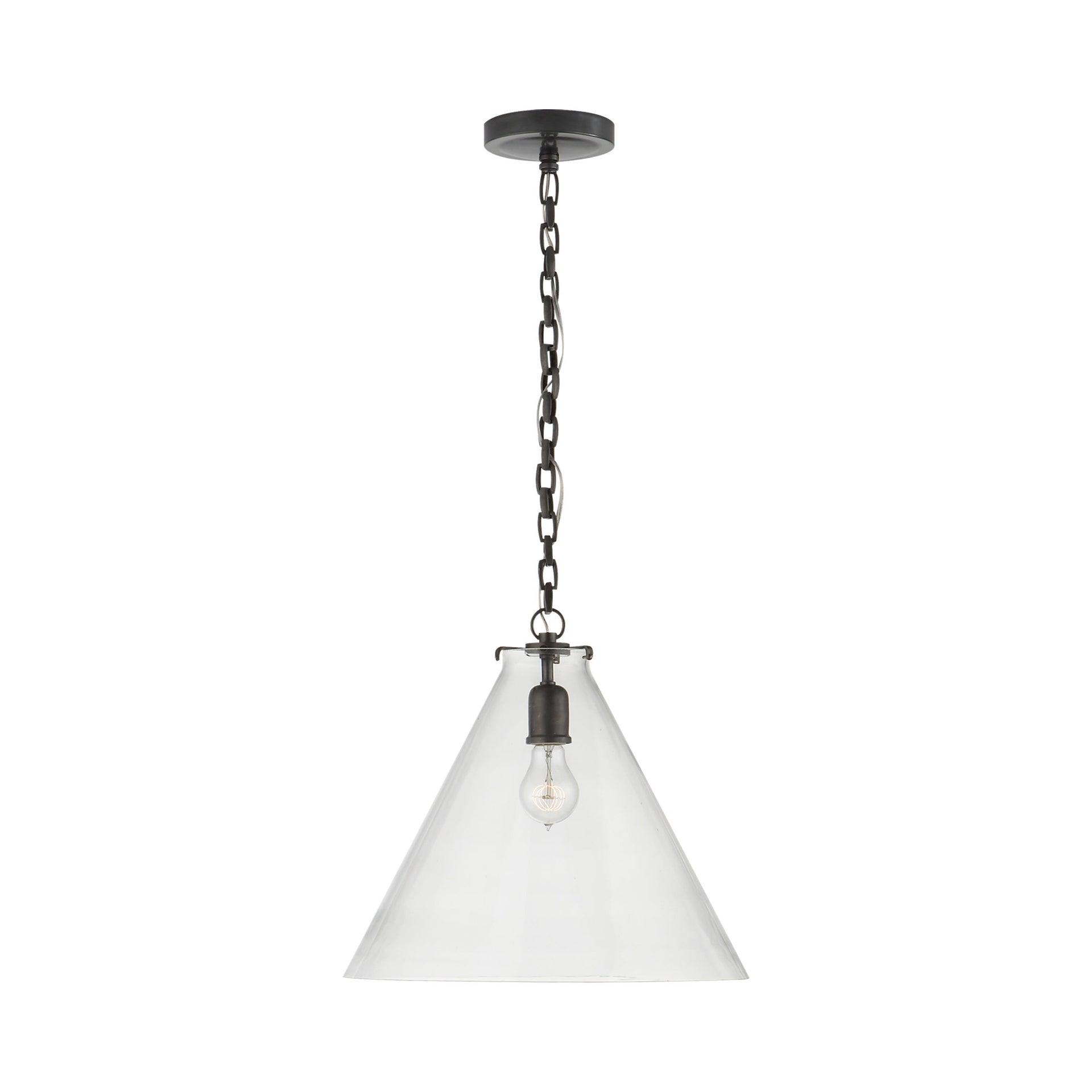 Katie Conical 14.75" Bronze Pendant with Clear Glass Shade