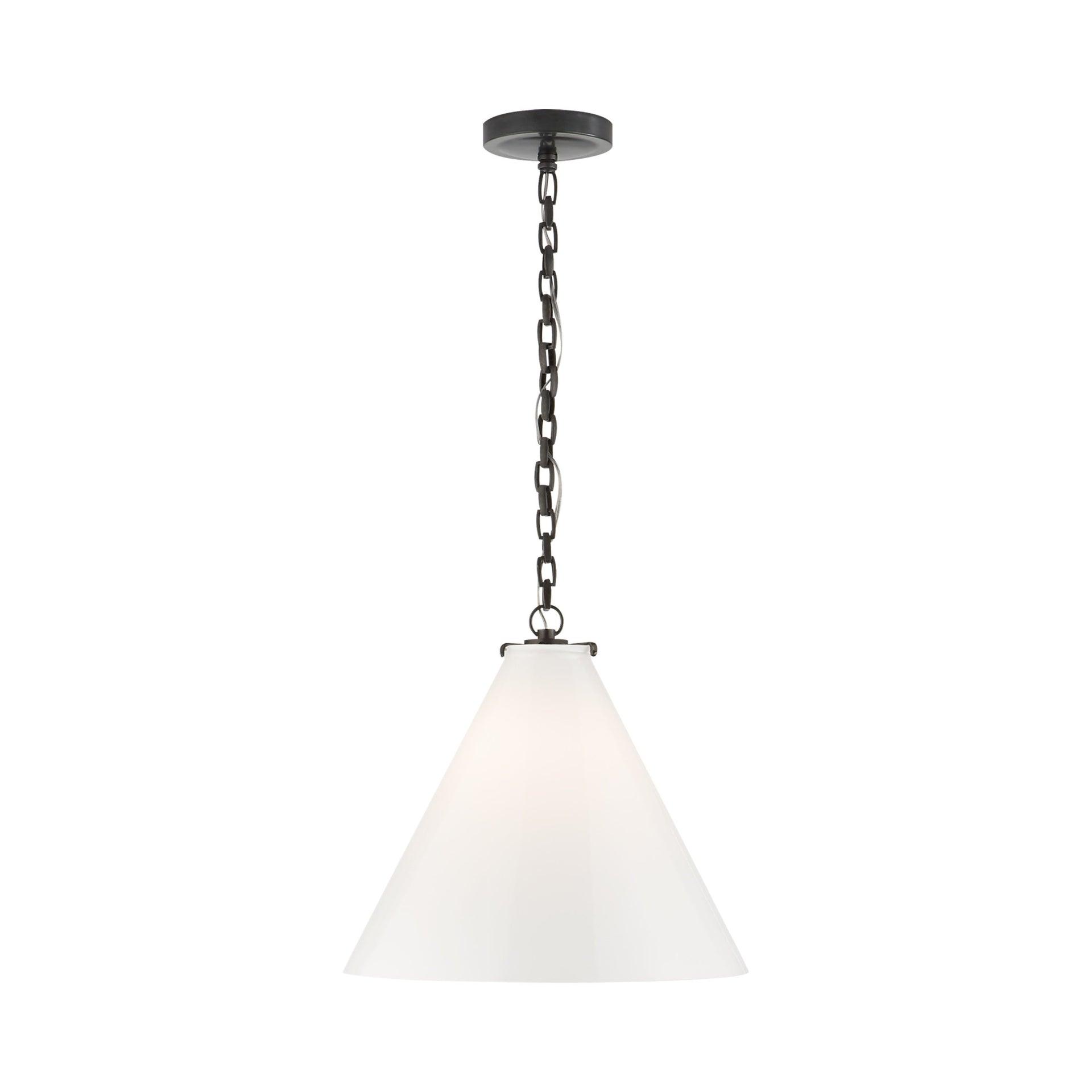Katie 14.75" Bronze Conical Pendant with White Glass Shade