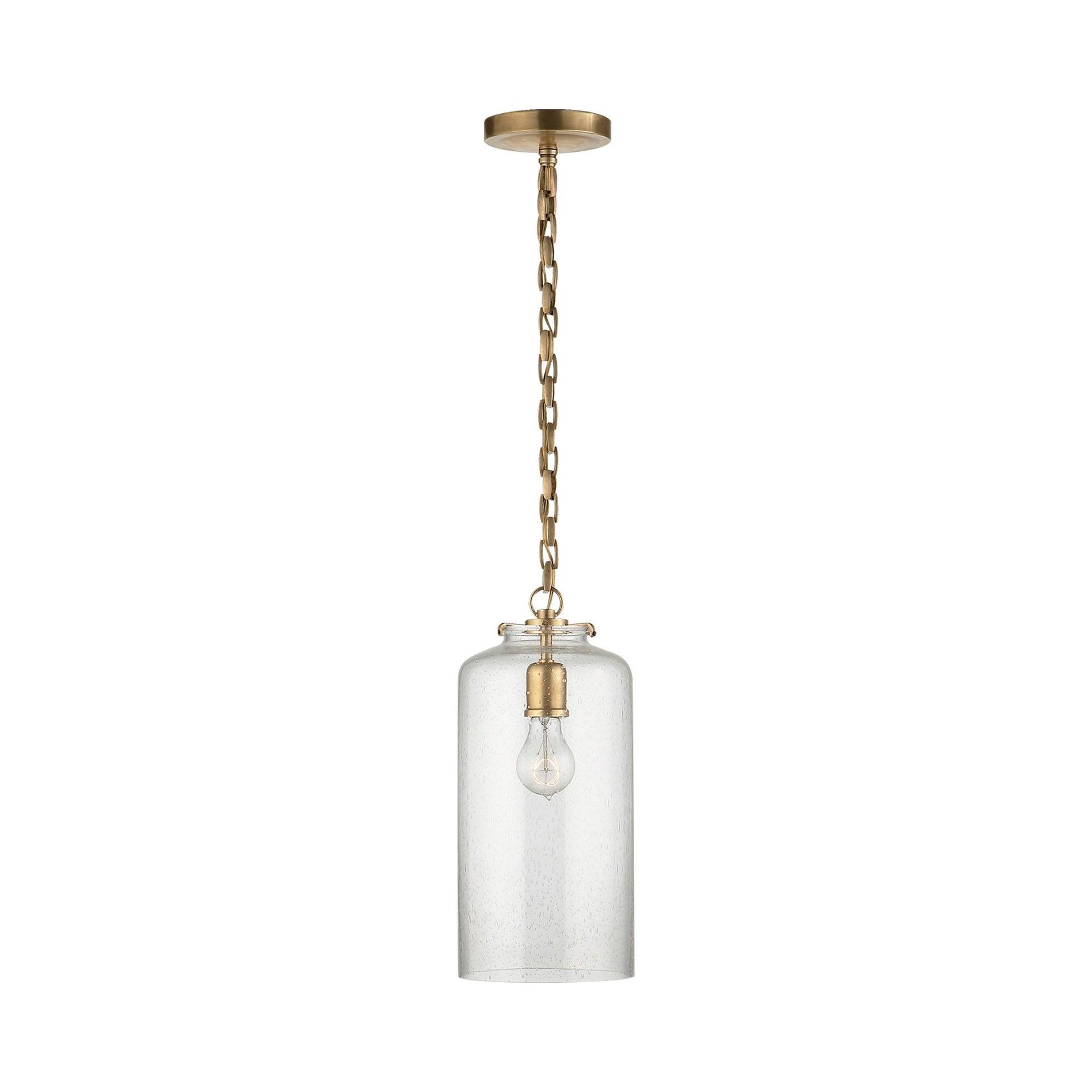 Hand-Rubbed Antique Brass Glass Pendant Light