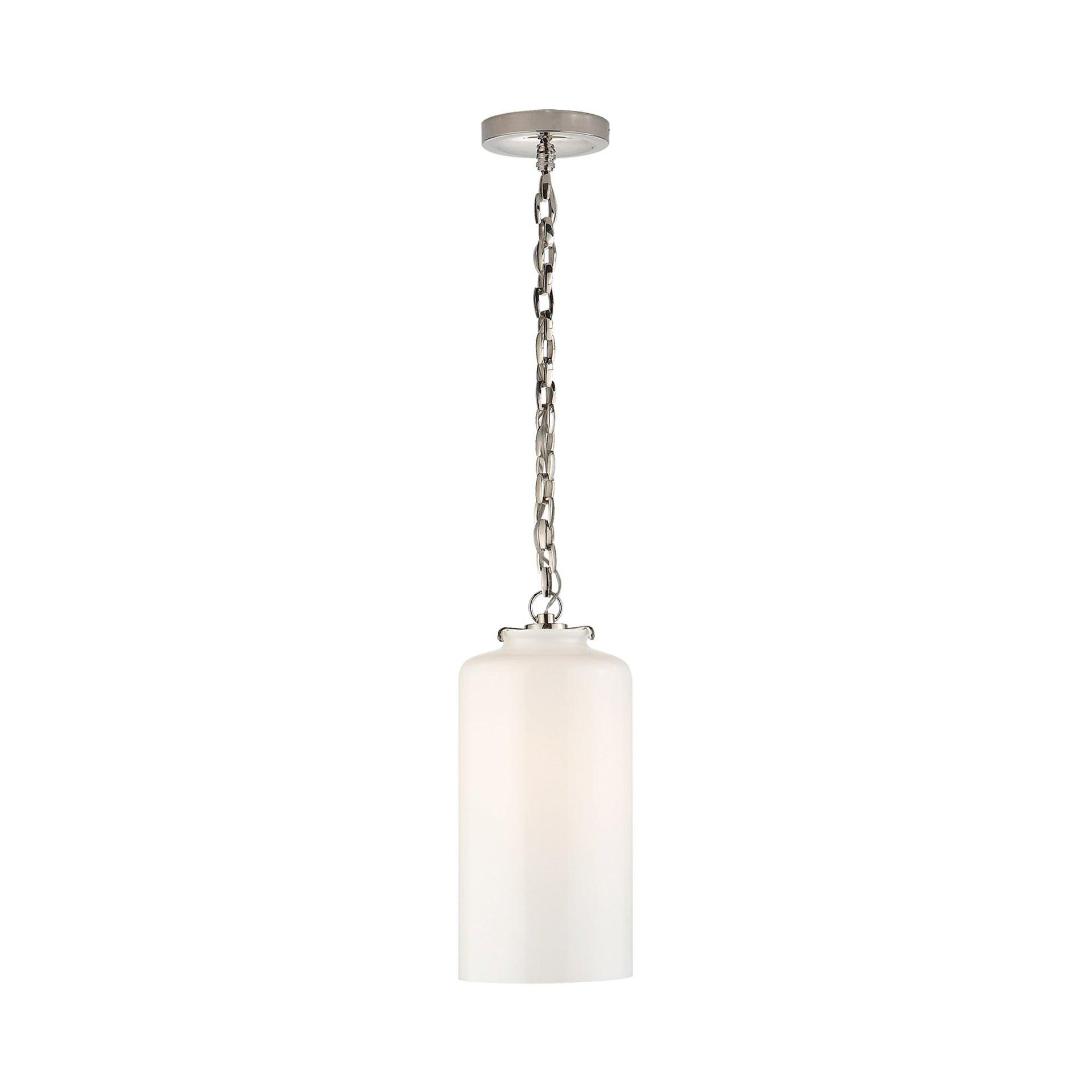 Katie Polished Nickel 15.75" Tall Cylinder Pendant with Glass Shade