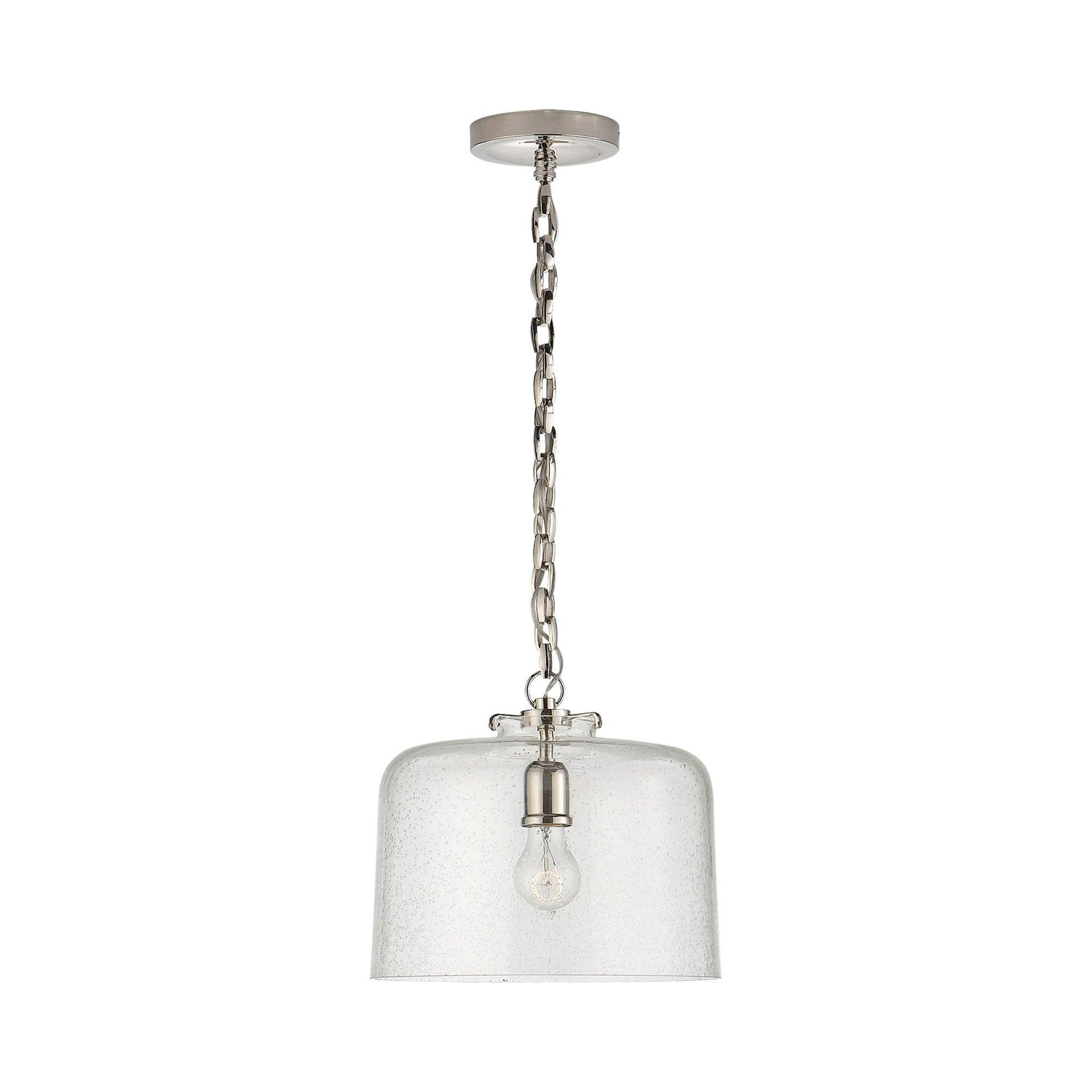 Katie Polished Nickel Glass Pendant Light for Indoor/Outdoor Use