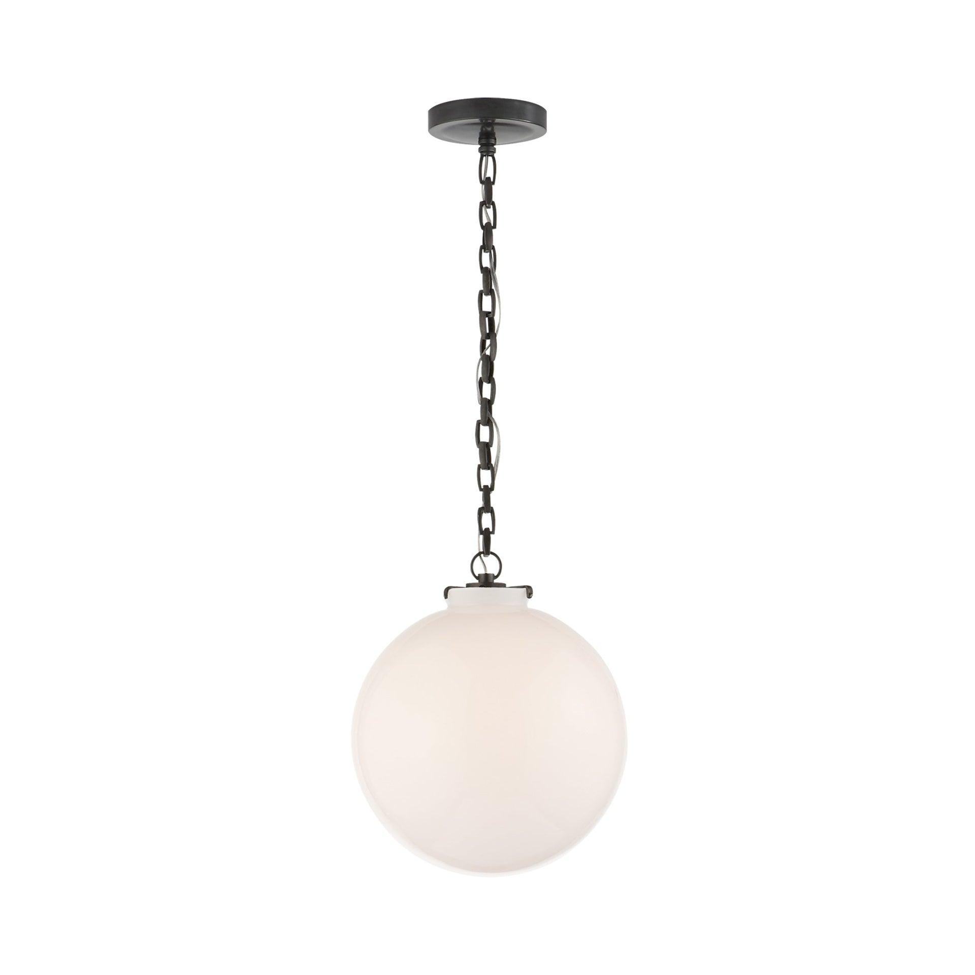 Katie Bronze Globe Pendant with White Glass Shade