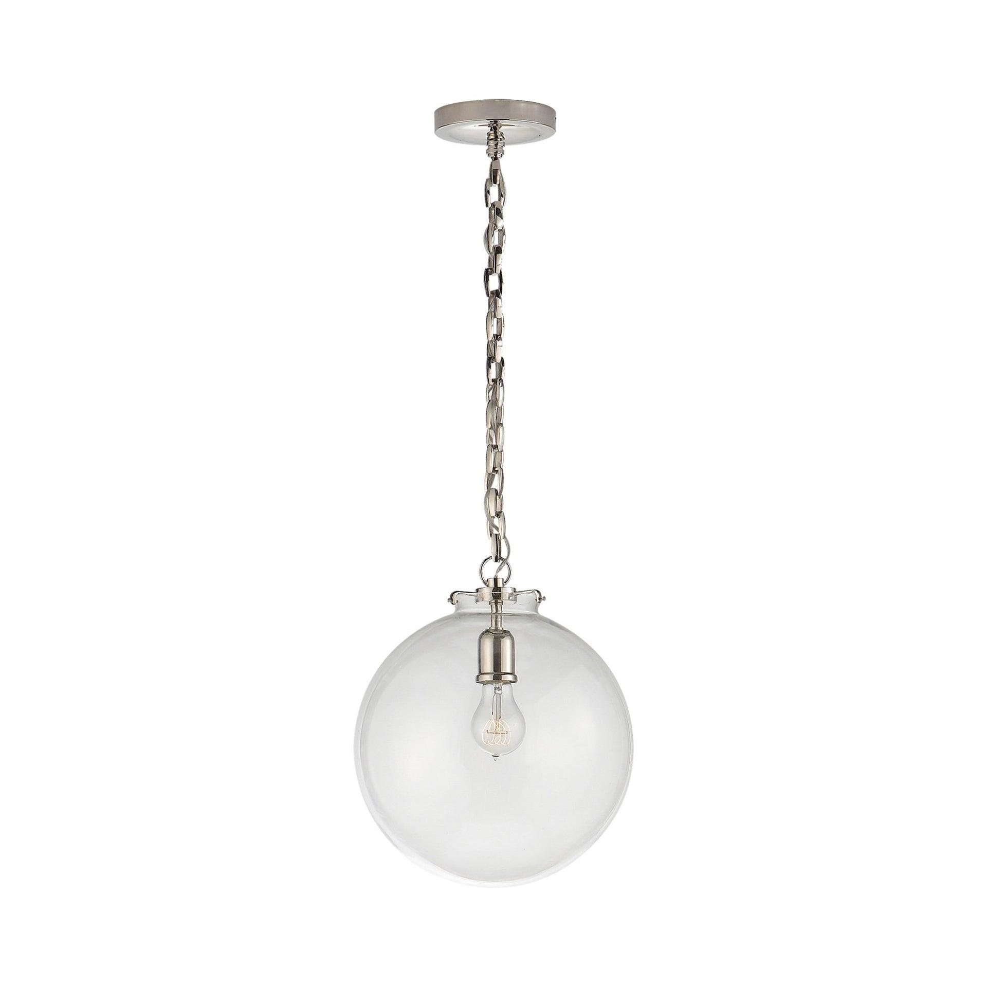 Katie 14" Polished Nickel Glass Globe Pendant Light
