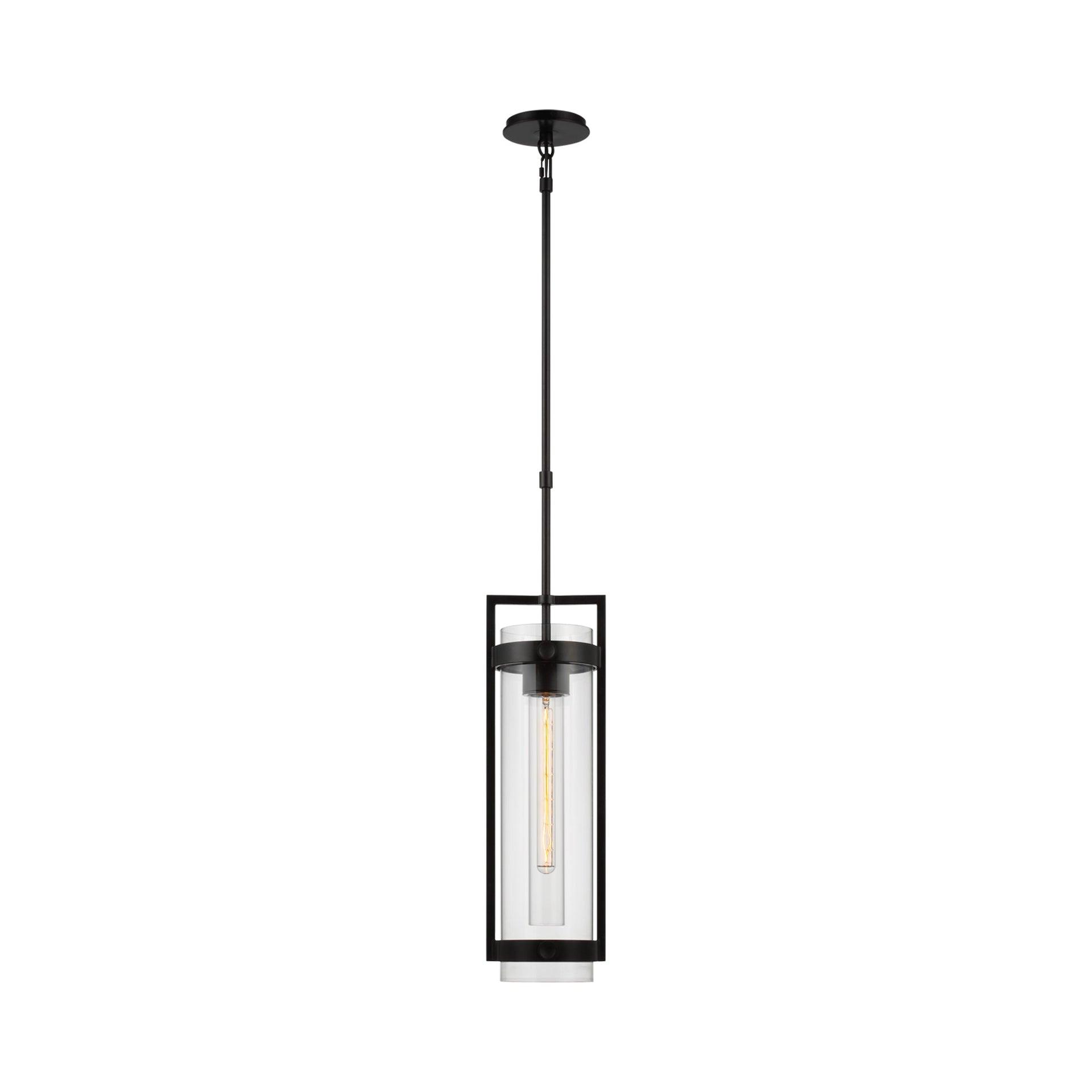 Kears Aged Iron Dual Glass Cylinder Indoor/Outdoor Pendant