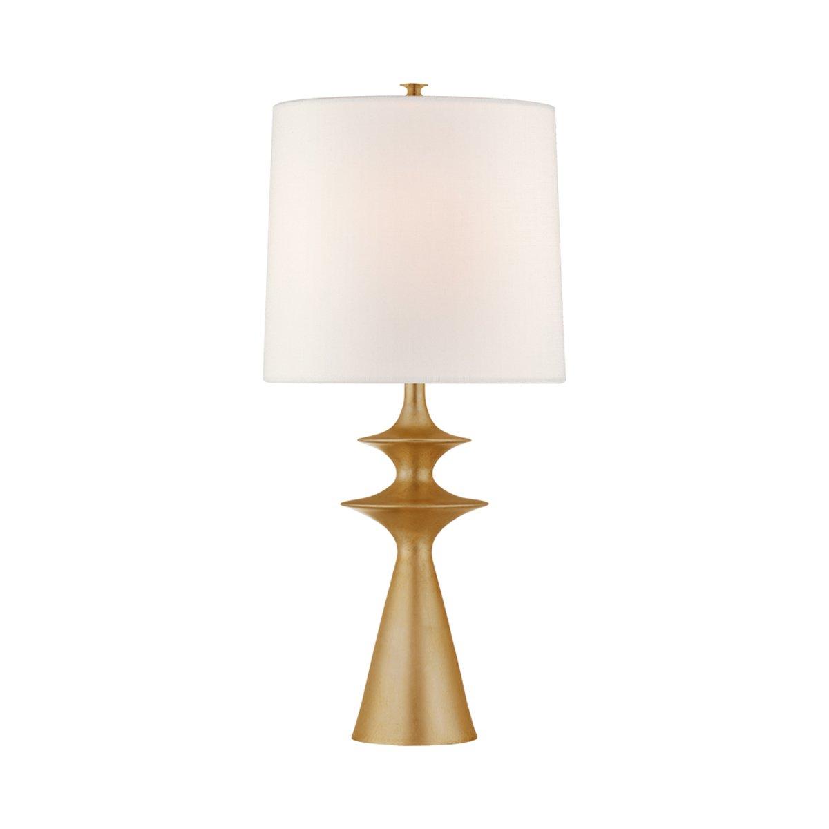 Elegant Outdoor Gilded Table Lamp with White Linen Shade, 31 in
