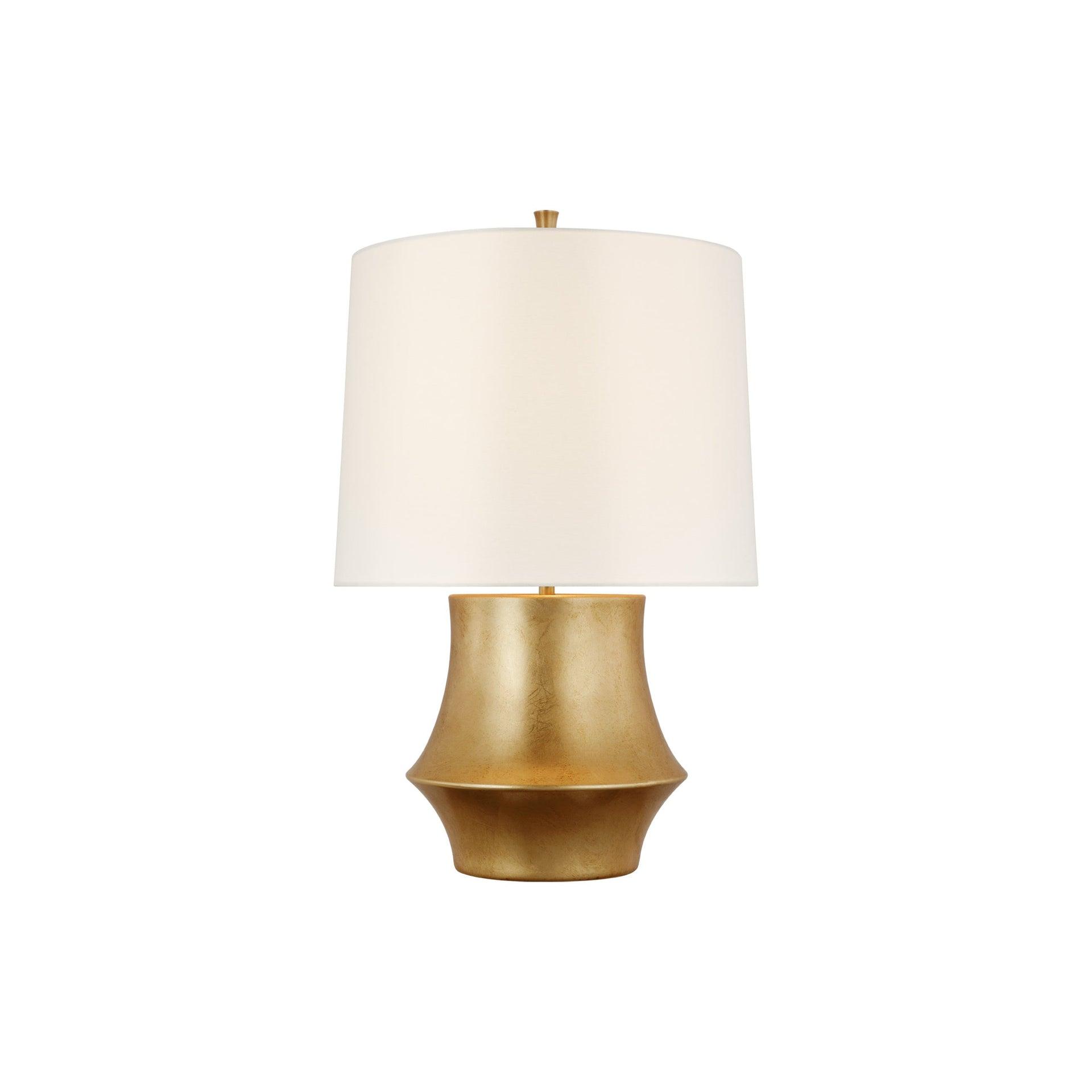 Elegant Gold and White Linen Adjustable Outdoor Table Lamp