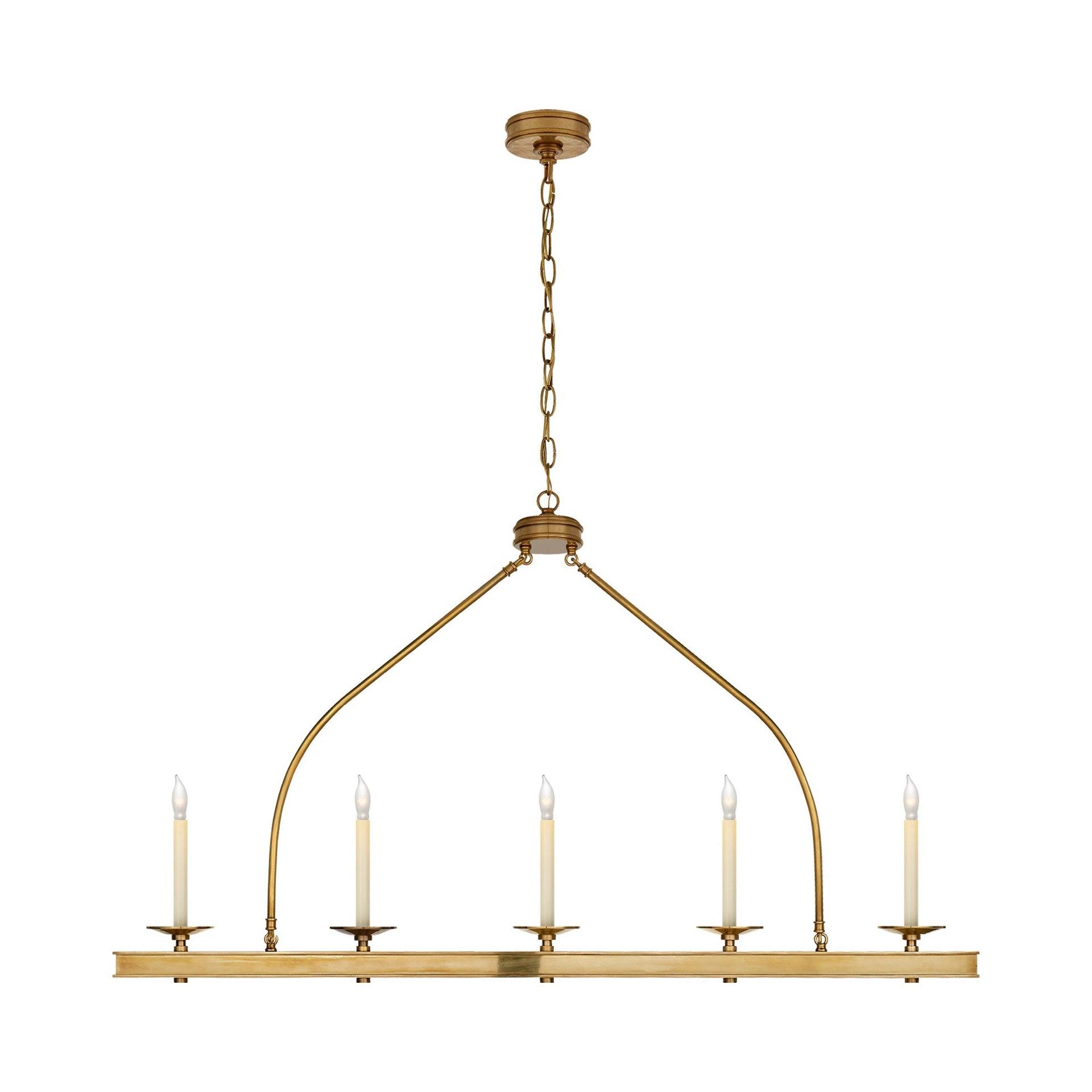 Launceton 5-Light Linear Island Pendant in Antique-Burnished Brass