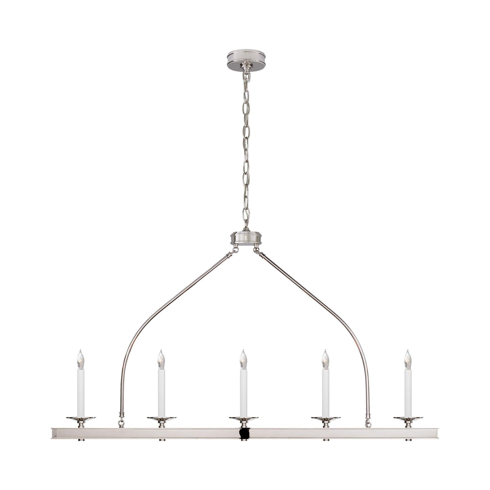 Elegant Launceton Polished Nickel 5-Light Linear Island Pendant