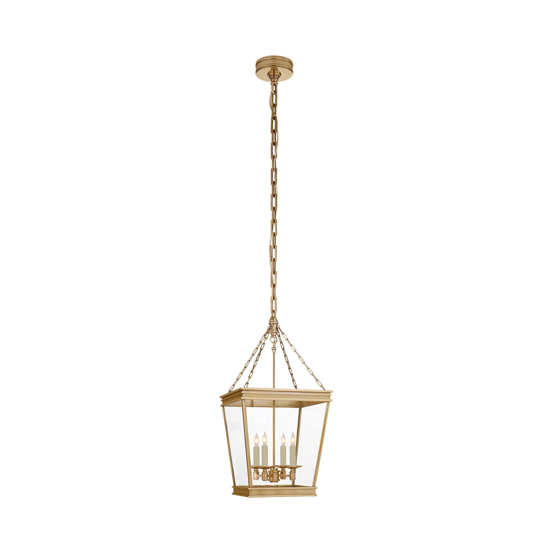 Elegant Launceton Antique-Burnished Brass Glass Lantern Pendant