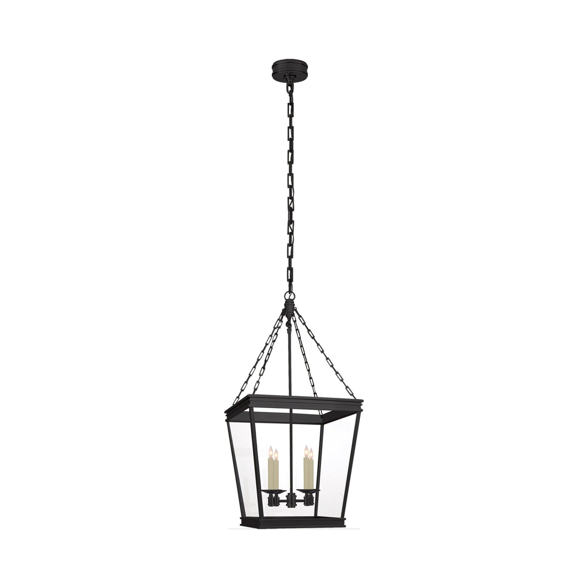Launceton 34.5" Bronze Candelabra Lantern Pendant with Glass Panels