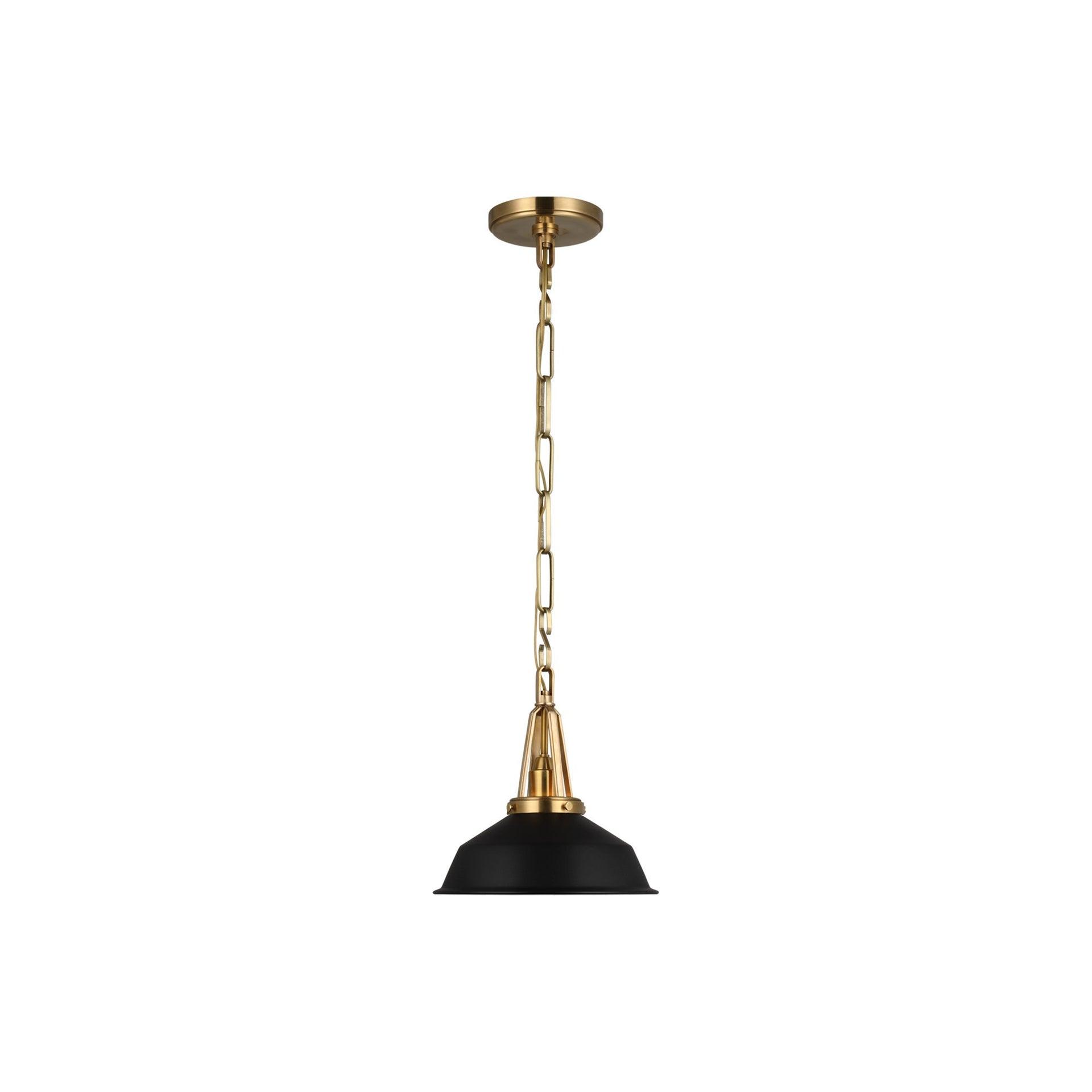 Layton Antique Brass and Black Glass Pendant Light
