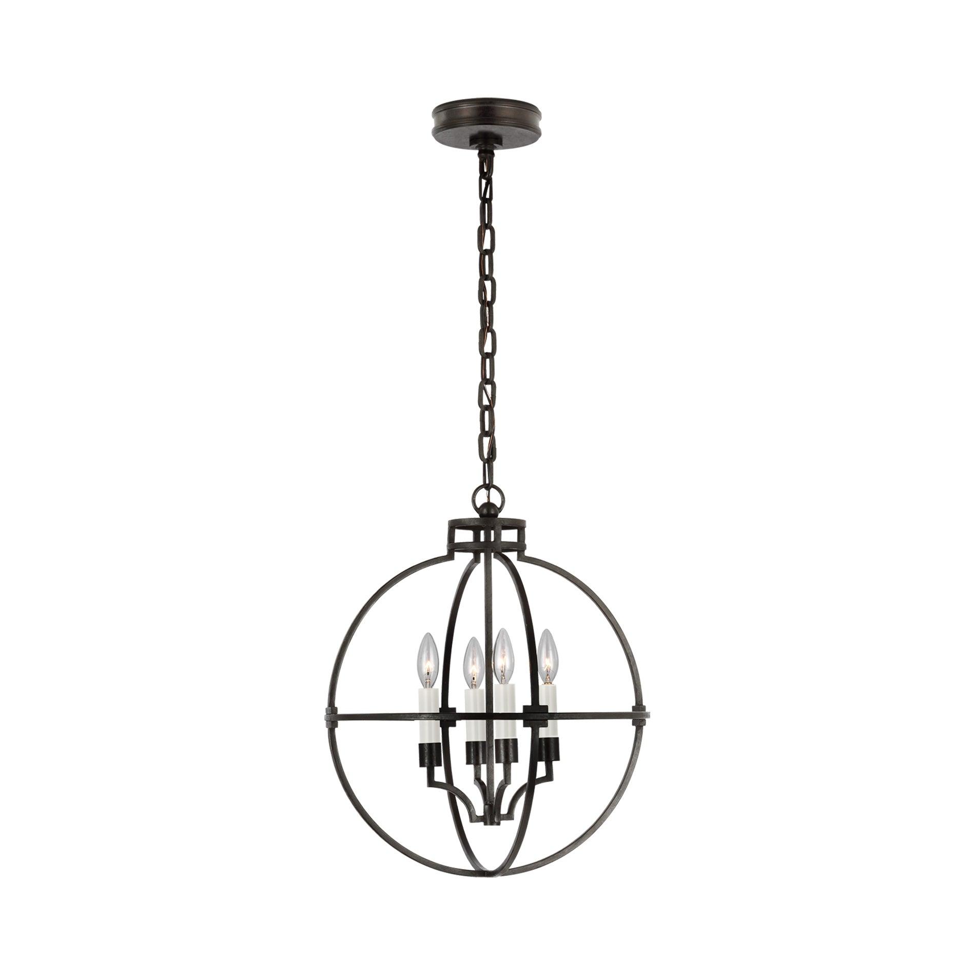 Lexie 18" Aged Iron Globe LED Crystal Pendant Light