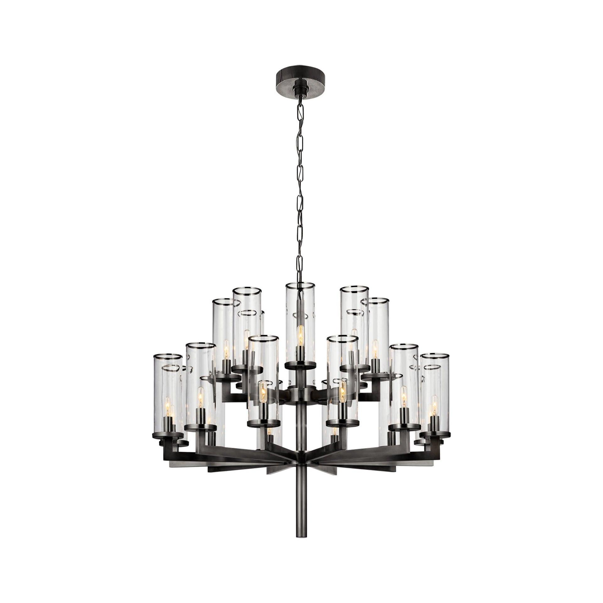 Bronze 34" Modern Chandelier with Glass Cylinders