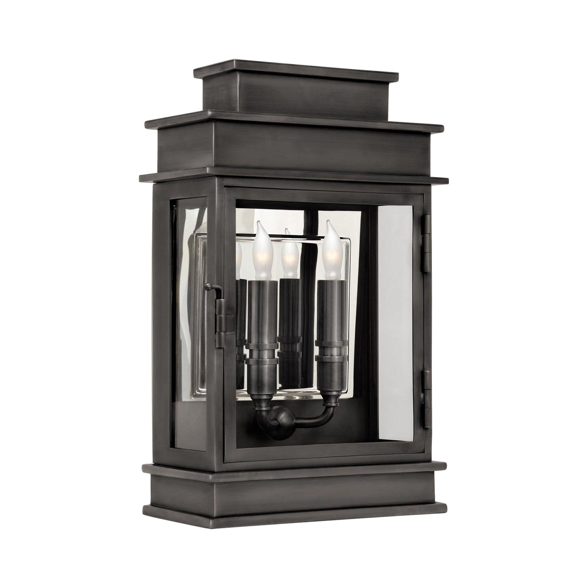 Bronze and Black 15'' Direct Wired Lantern with Dimmable Light