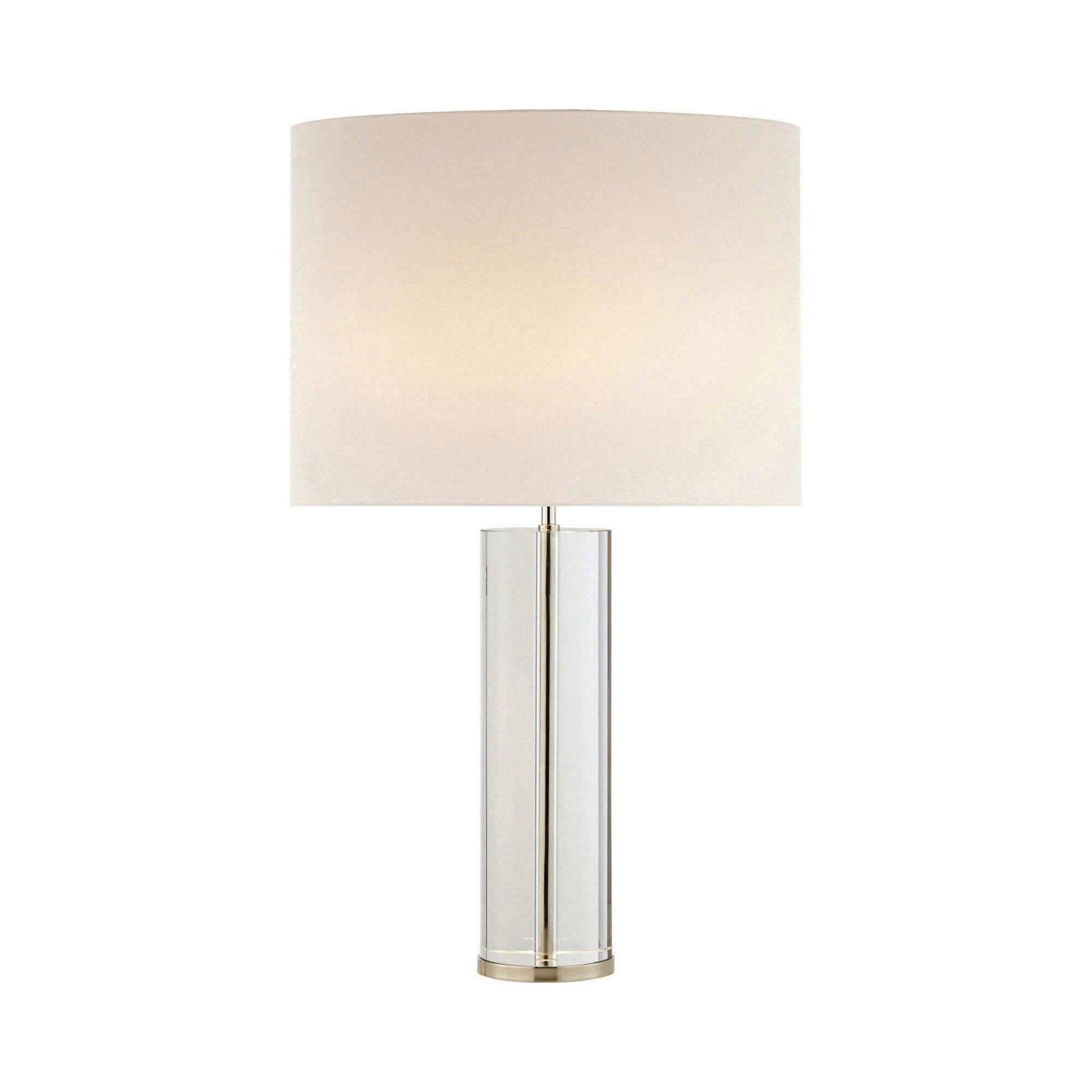 Elegant Crystal & Polished Nickel 29.5'' Table Lamp with Linen Shade