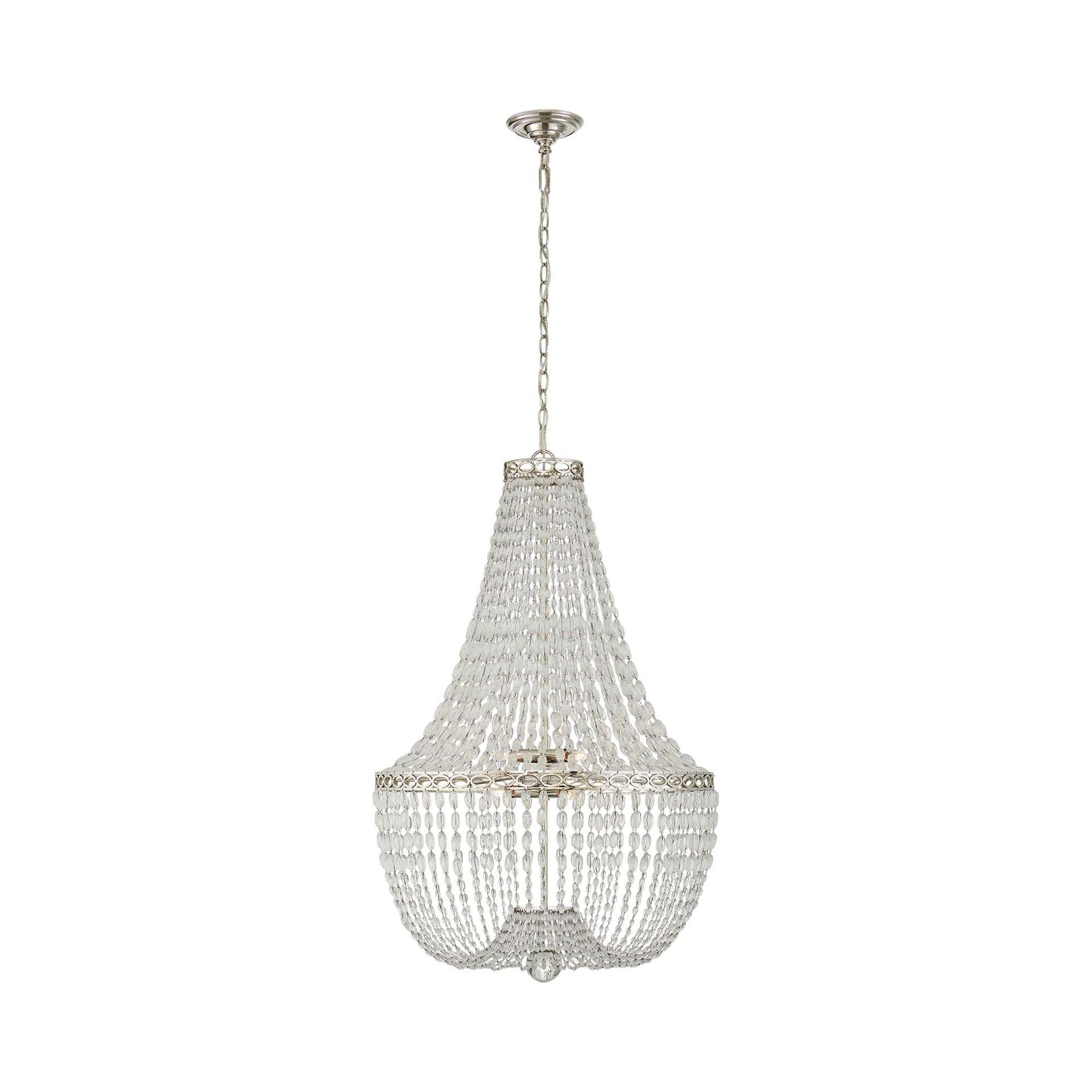 Linfort Polished Nickel 8-Light Crystal Glass Beaded Chandelier