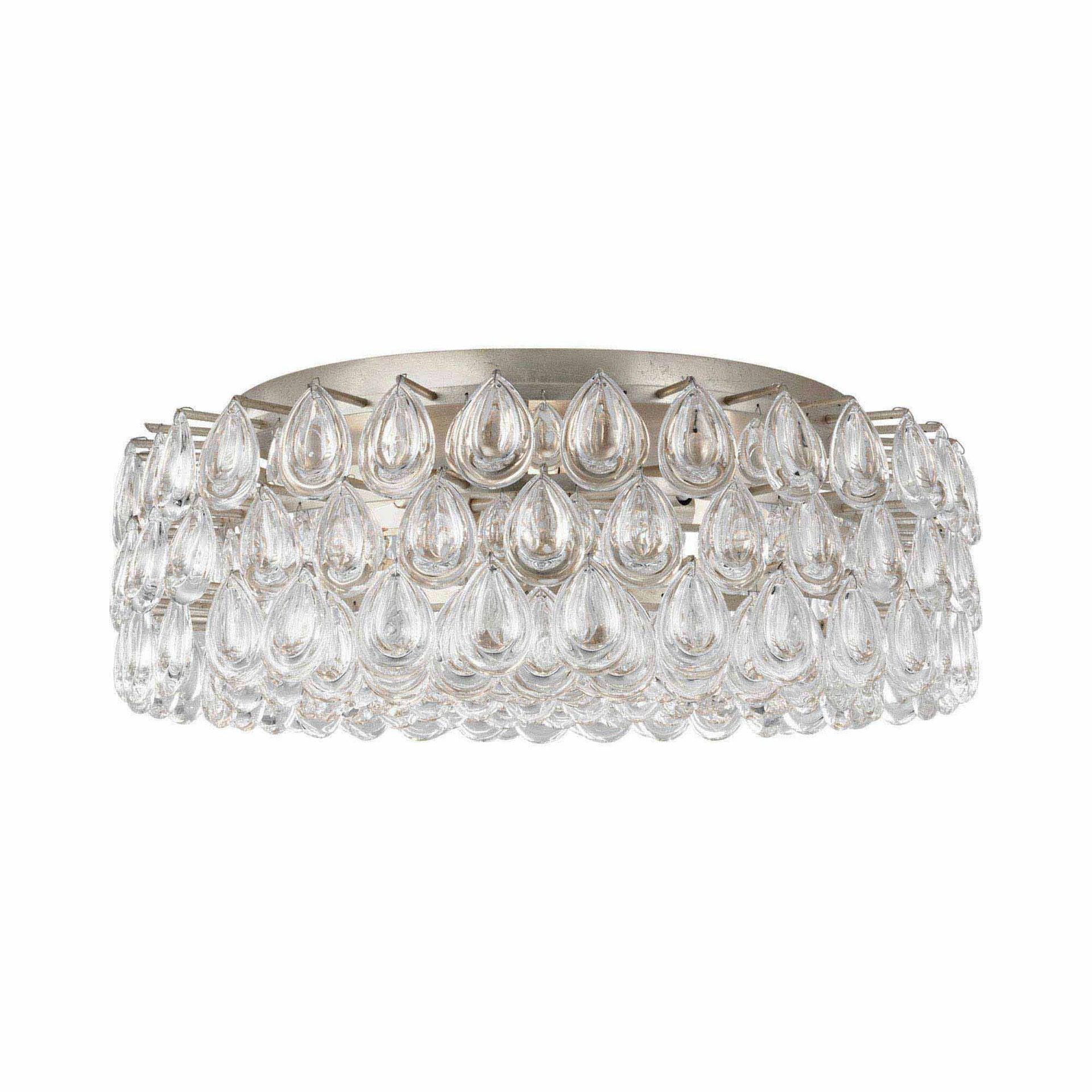 AERIN Liscia 25" Crystal and Burnished Silver Leaf Flush Mount