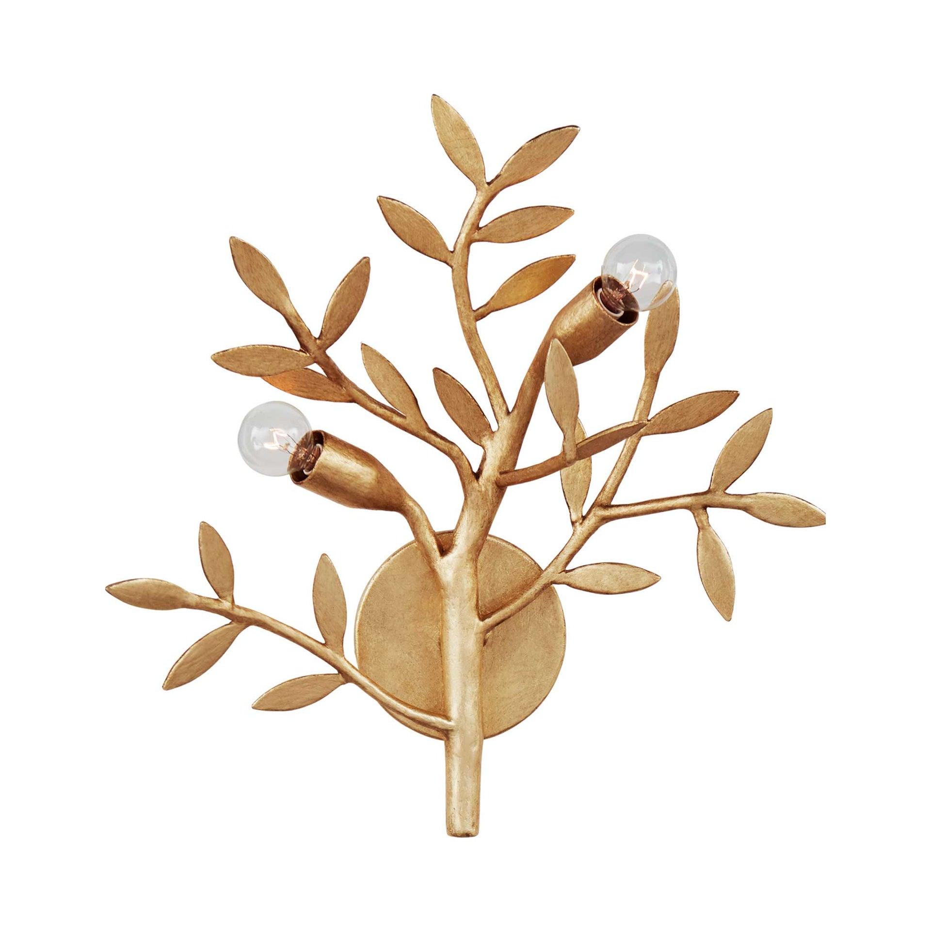 Antique Gold Leaf Branch Style Dimmable Sconce