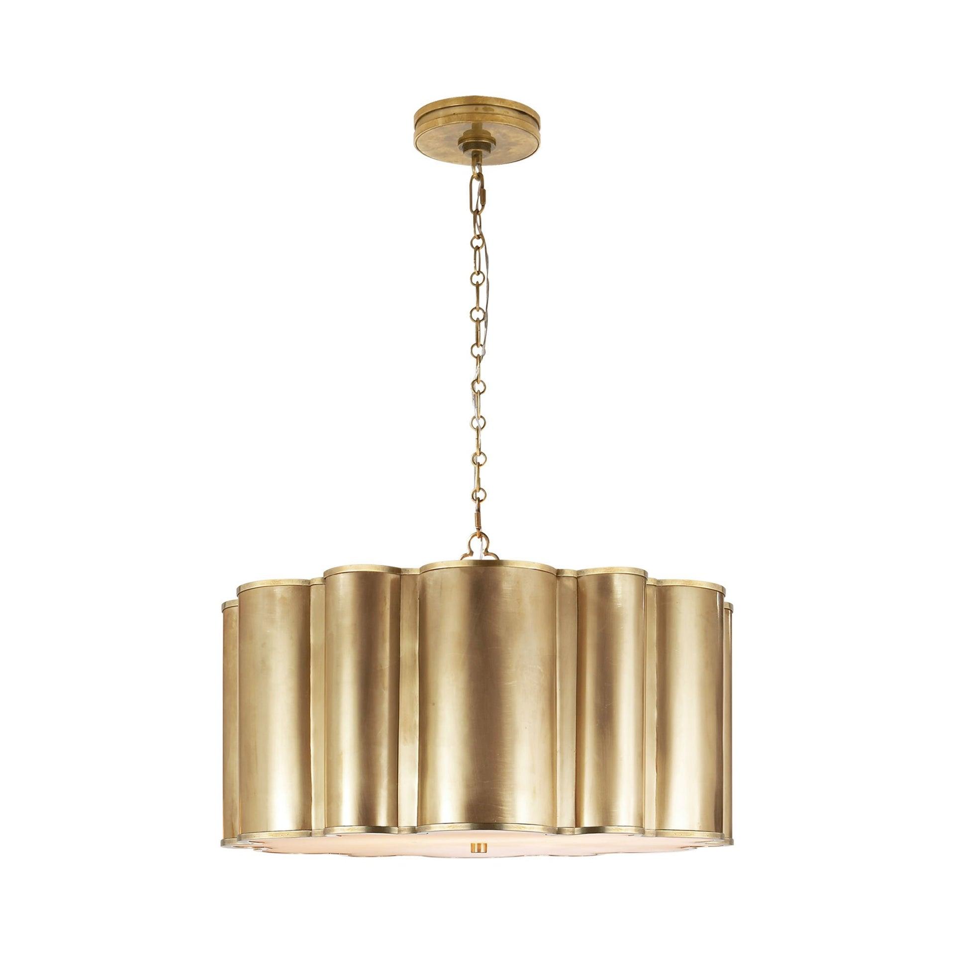 Natural Brass 26" Glass Drum Chandelier with LED Lights