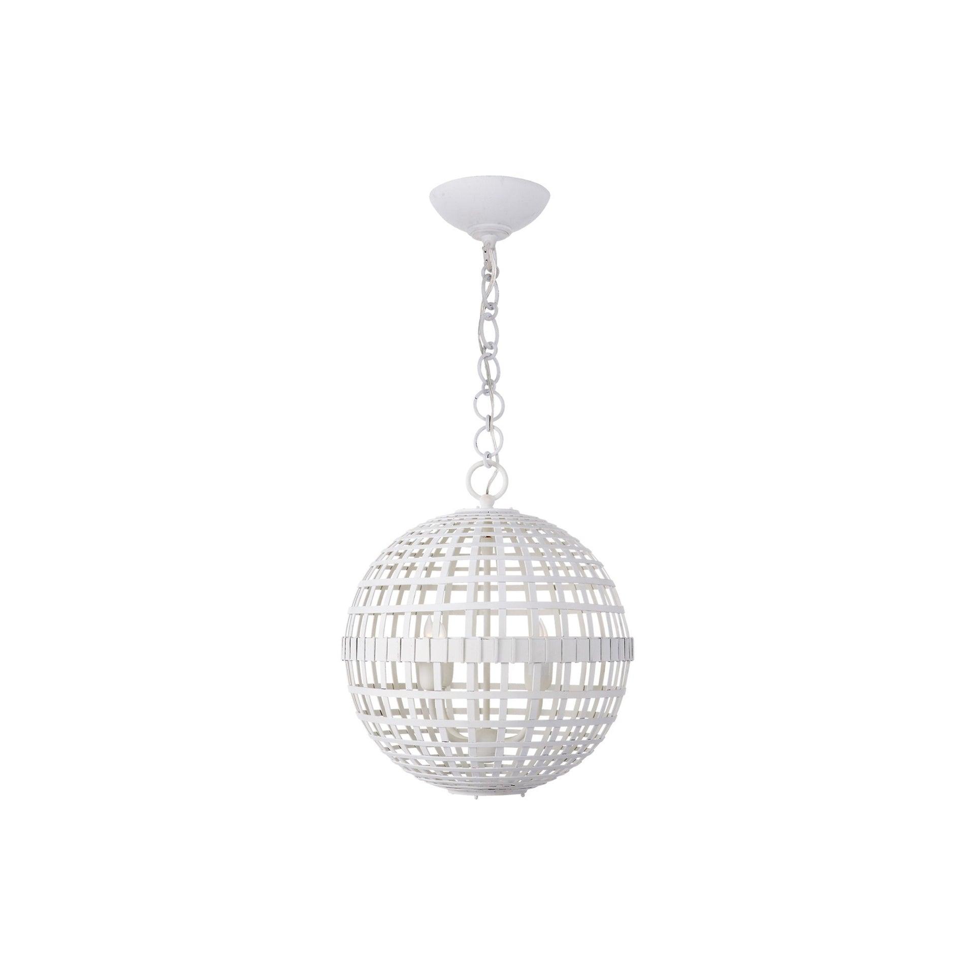 Plaster White Globe Lantern with Steel Strips