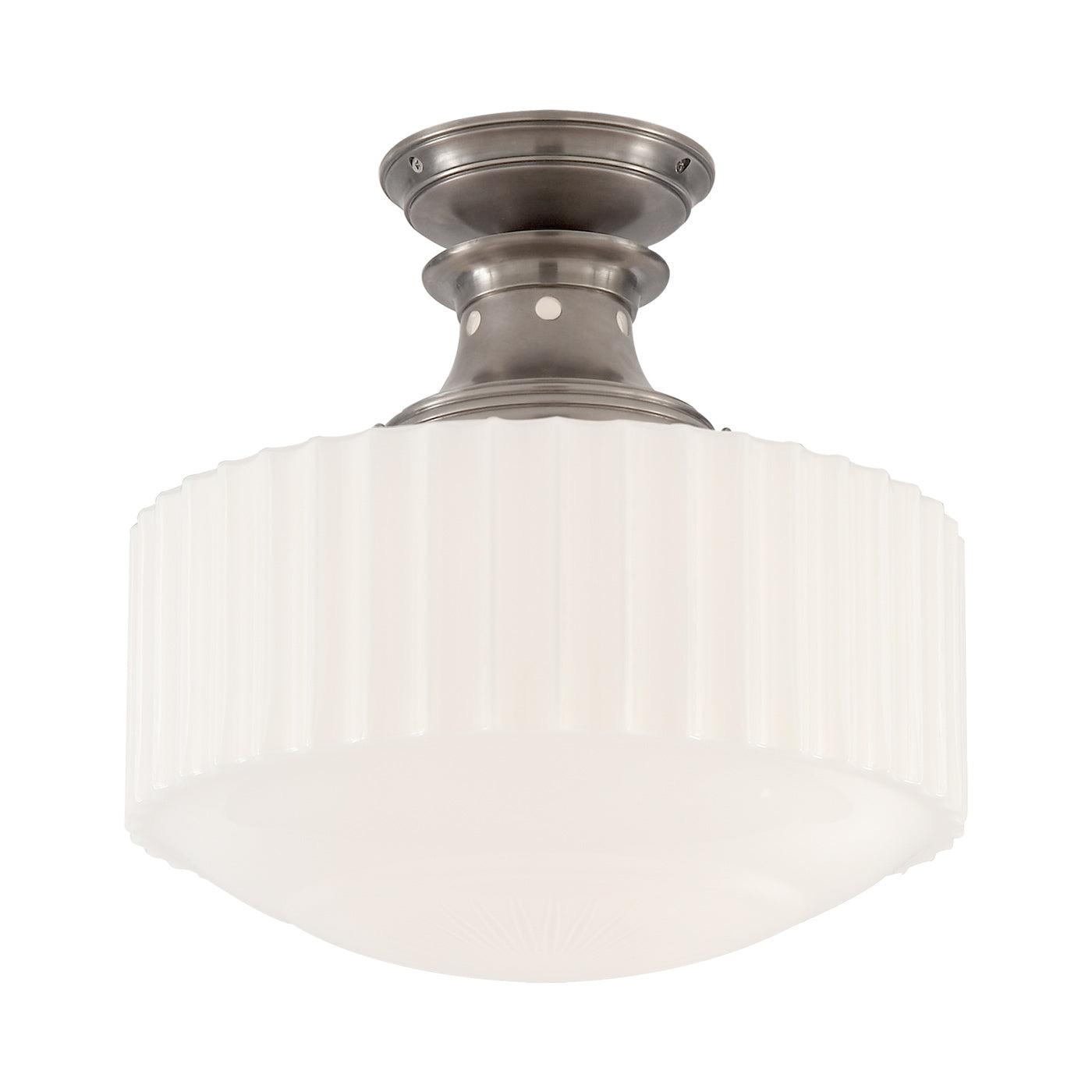 Milton Road Antique Nickel Schoolhouse Glass Flush Mount