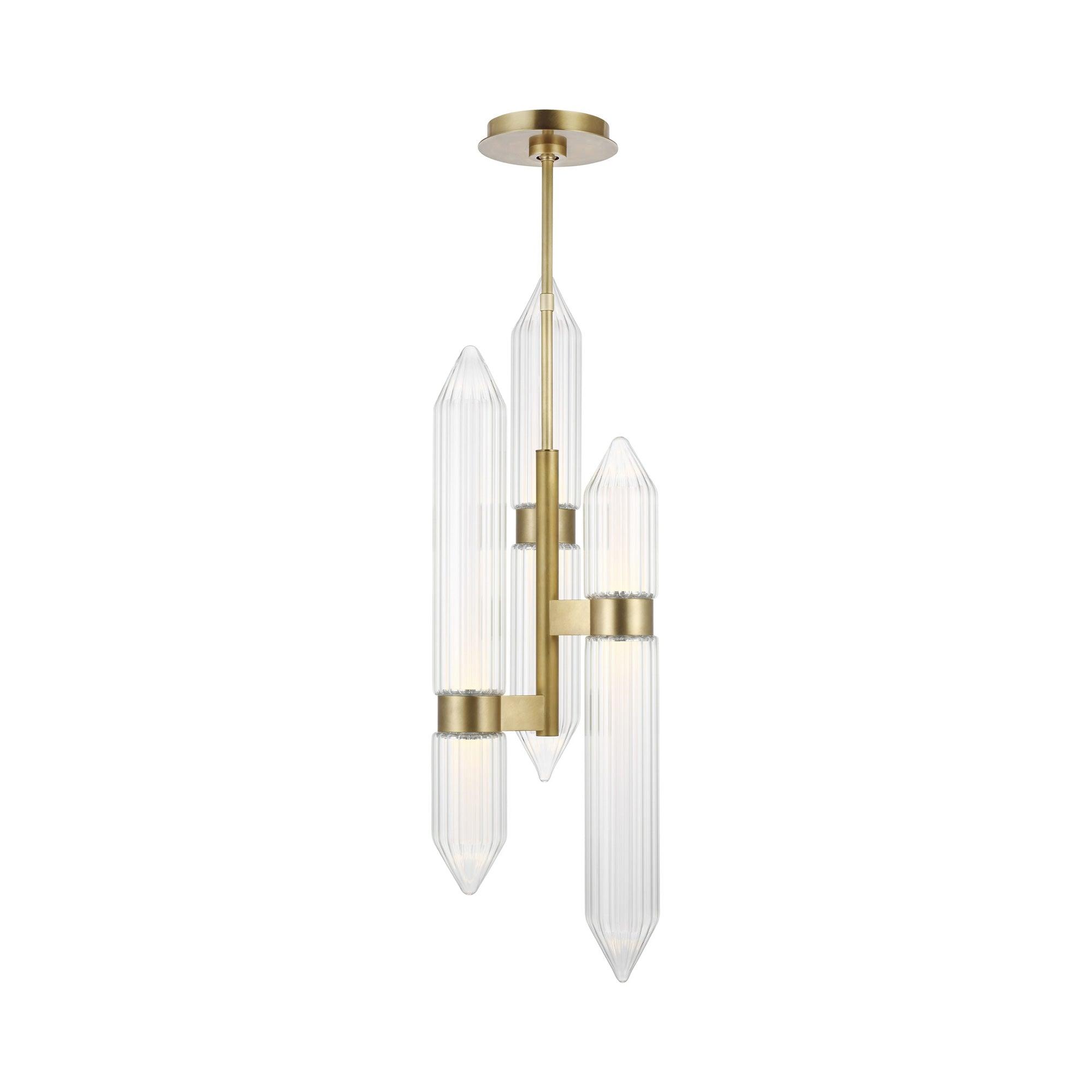 Langston Elegant Crystal LED Pendant in Plated Brass