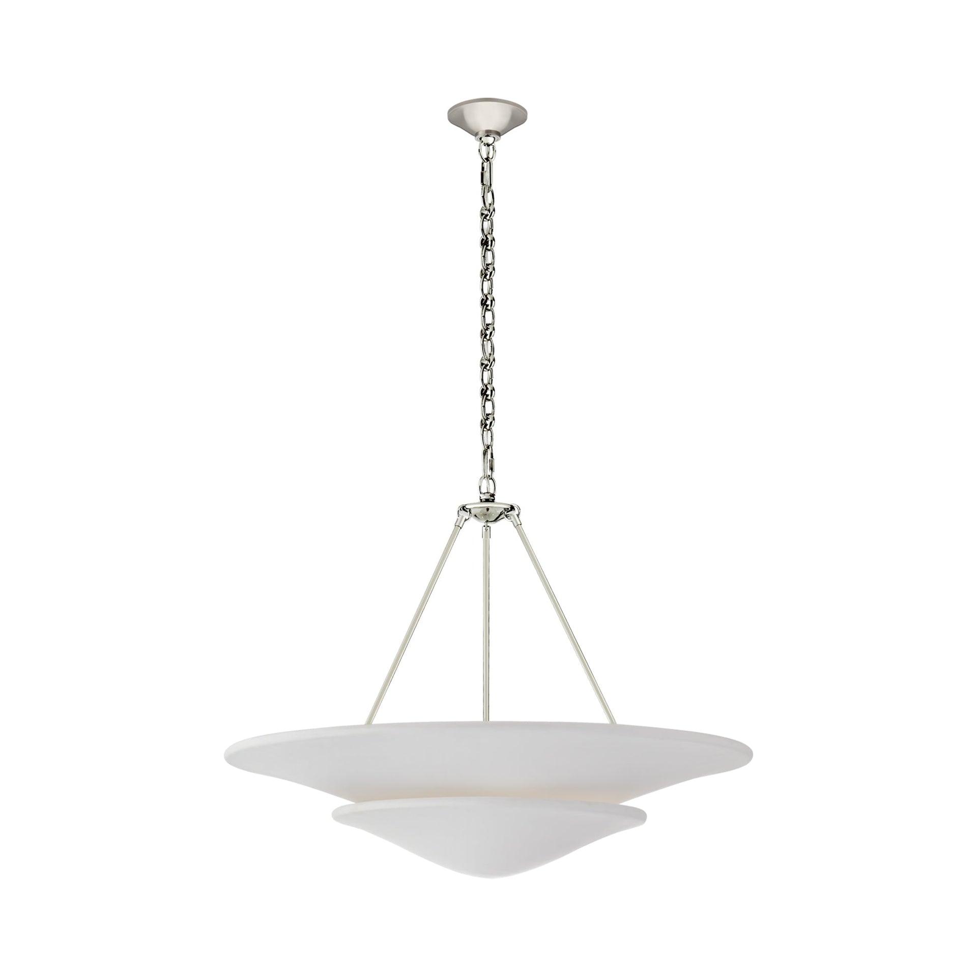 Elegant Tiered Crystal Chandelier in Polished Nickel, 25" Plug-in