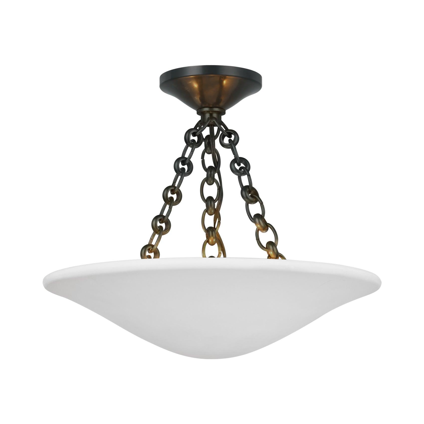 Plaster White and Bronze 16" Semi Flush Mount Light