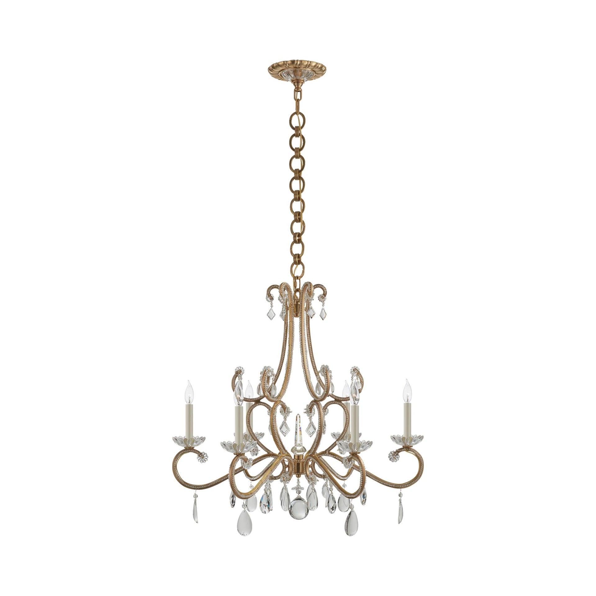 Montmartre 29.75'' Antique Brass Crystal 6-Light Chandelier