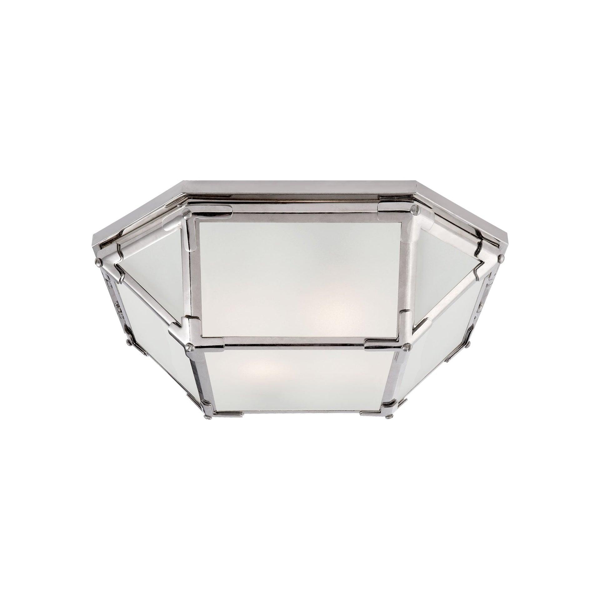 Morris Geometric Frosted Glass & Polished Nickel Flush Mount Light