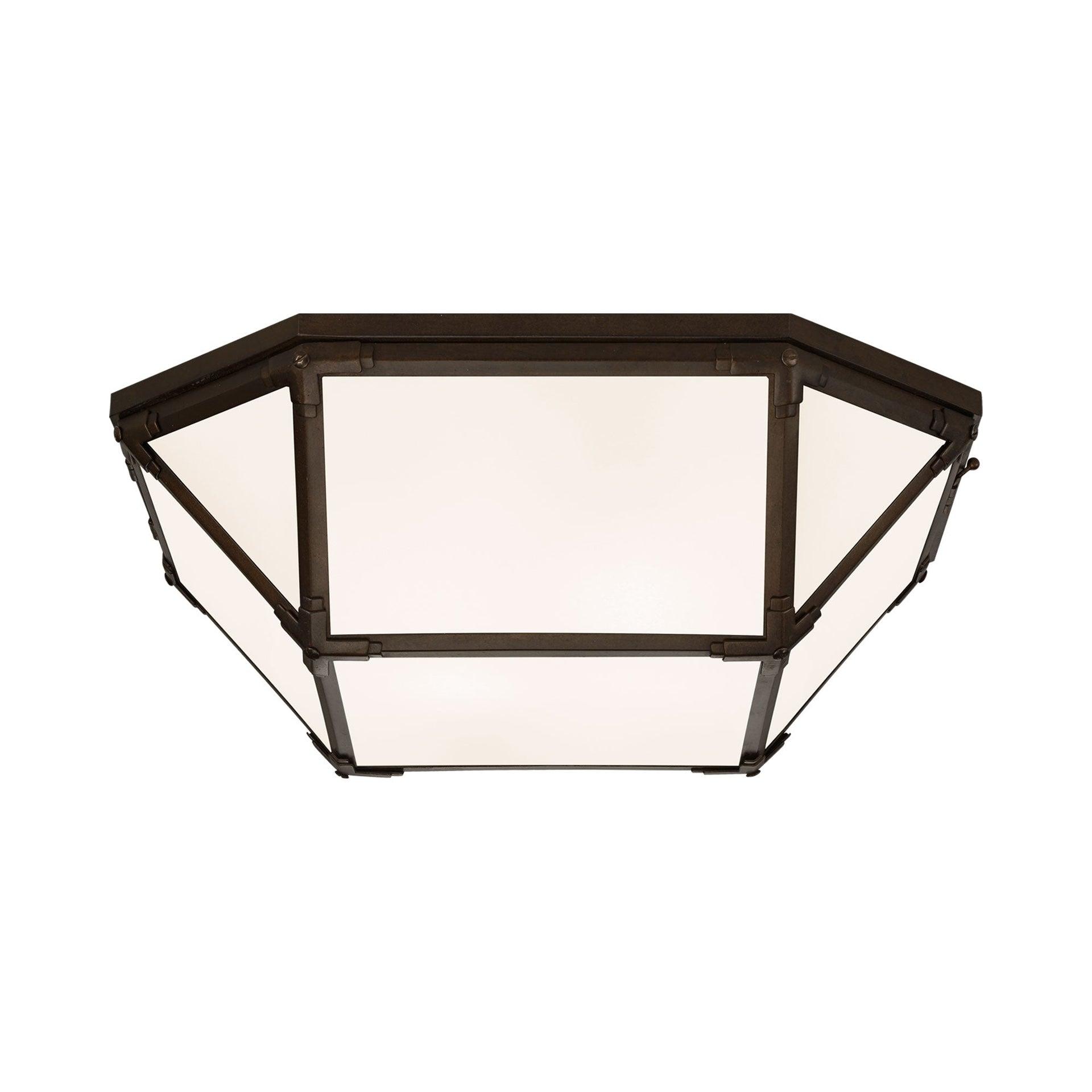 Morris Antique Zinc 4-Light Flush Mount with Frosted Glass Shade