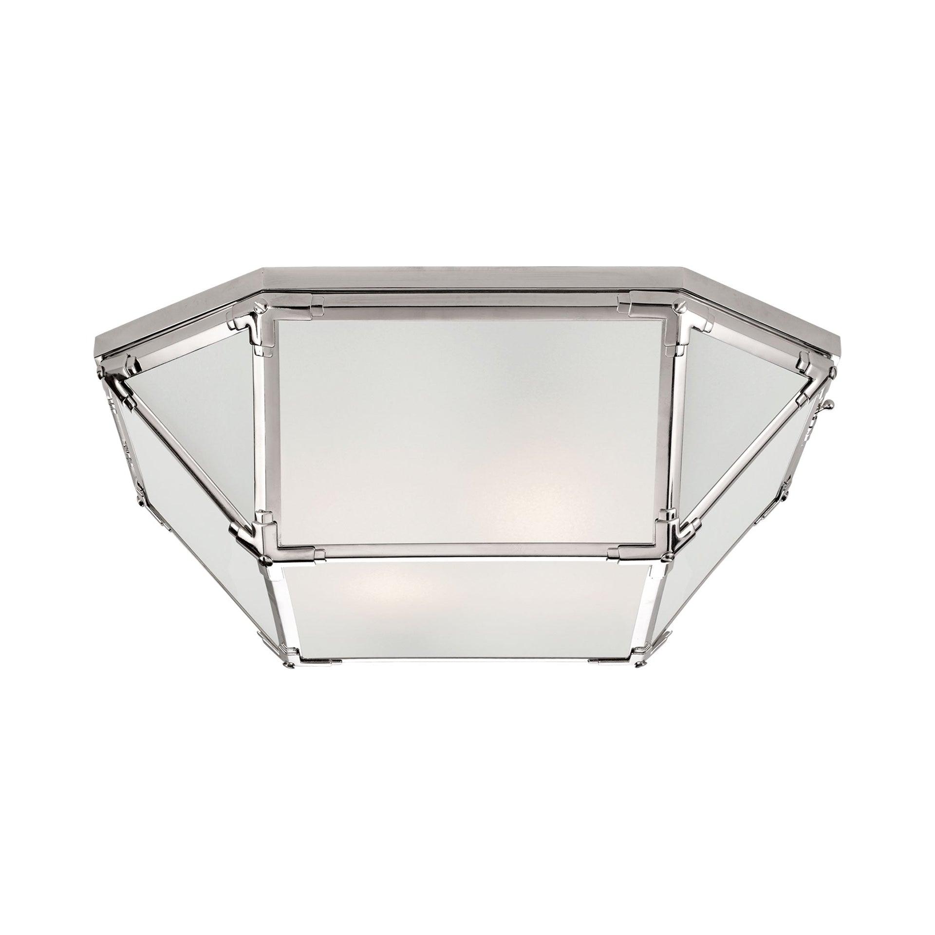 Morris Geometric Silhouette 20" Frosted Glass & Polished Nickel Flush Mount